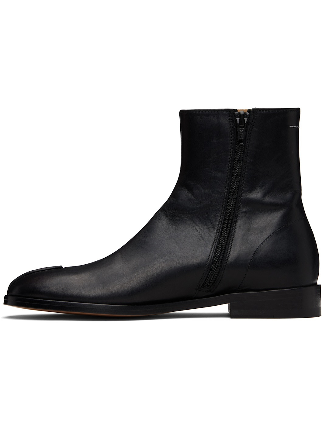 Black Shiny Vegetable Tanned Leather Trunk Boots - 3