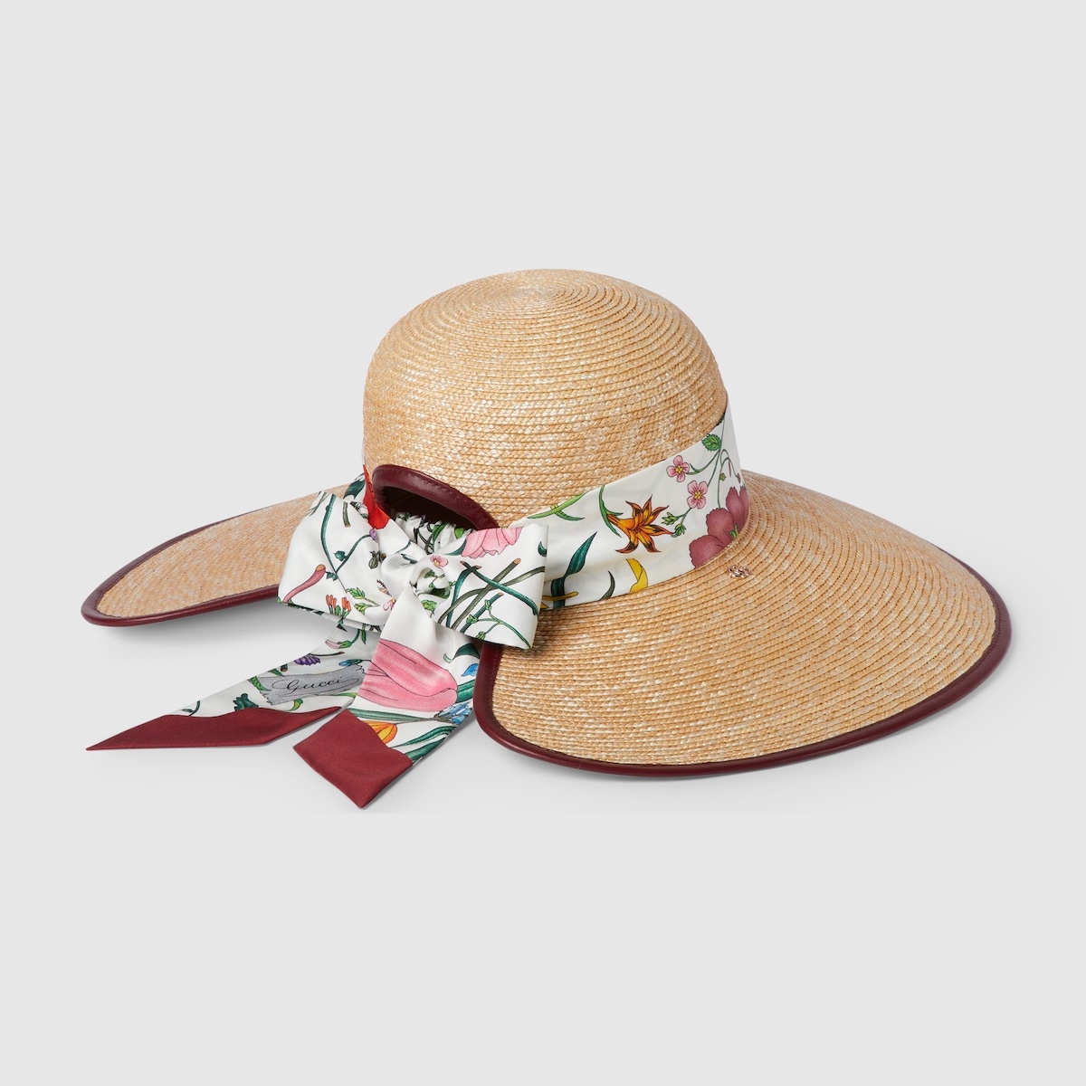 Straw wide brim hat with silk bow - 4