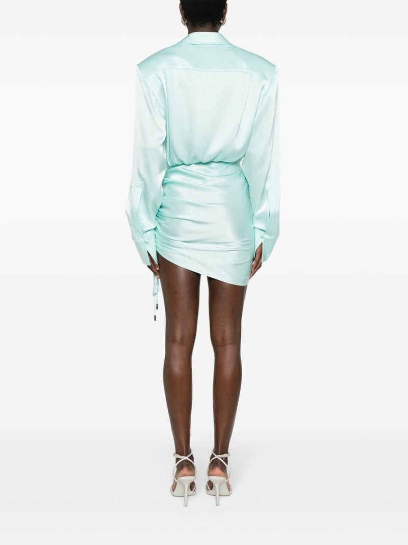 gathered-detail satin shirt dress 4