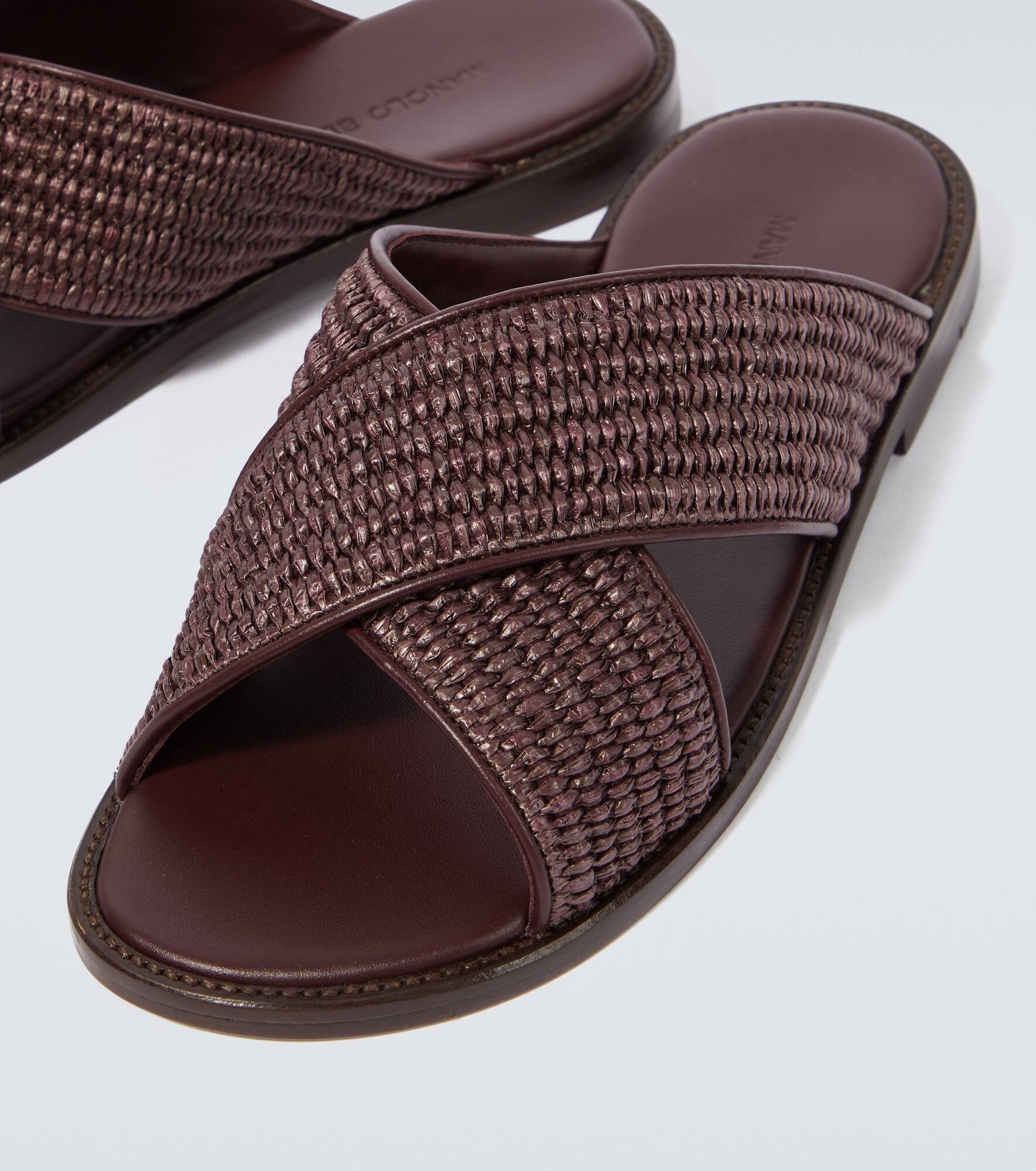 Otawi leather-trimmed raffia sandals - 3