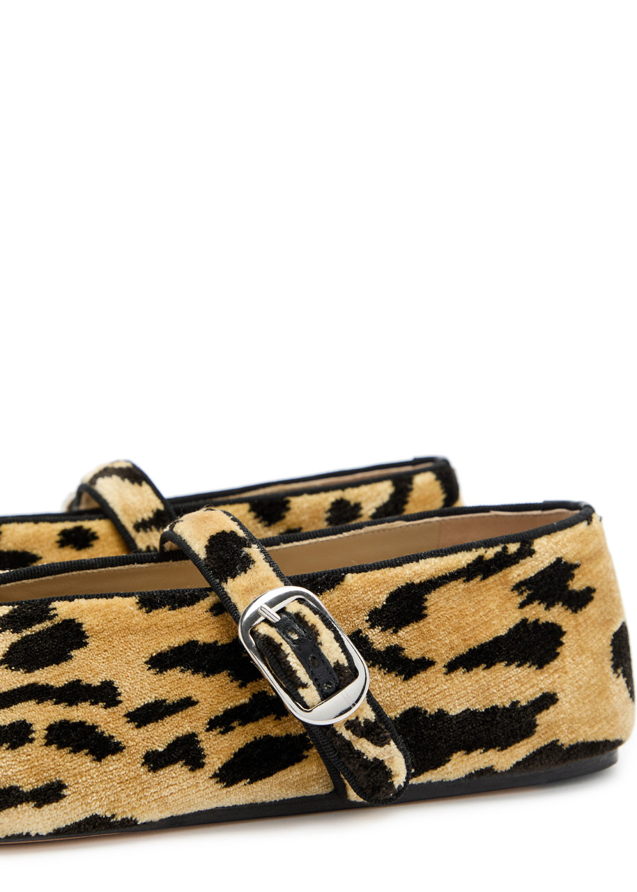 LE Monde Beryl Stella Leopard-print Velvet Ballet Flats - 4