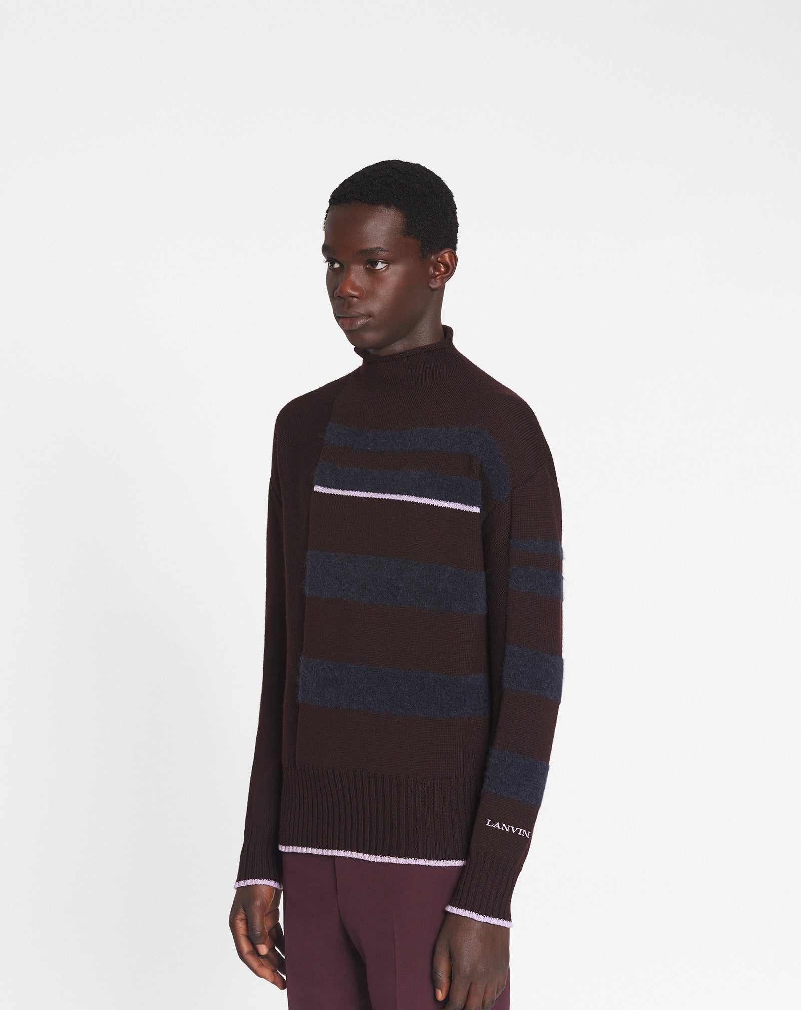 STRIPED MOCK TURTLENECK SWEATER - 3