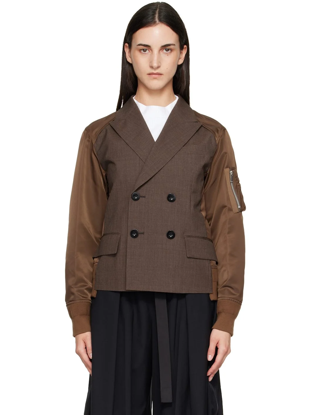 Brown Suiting x Nylon Twill Blazer - 1