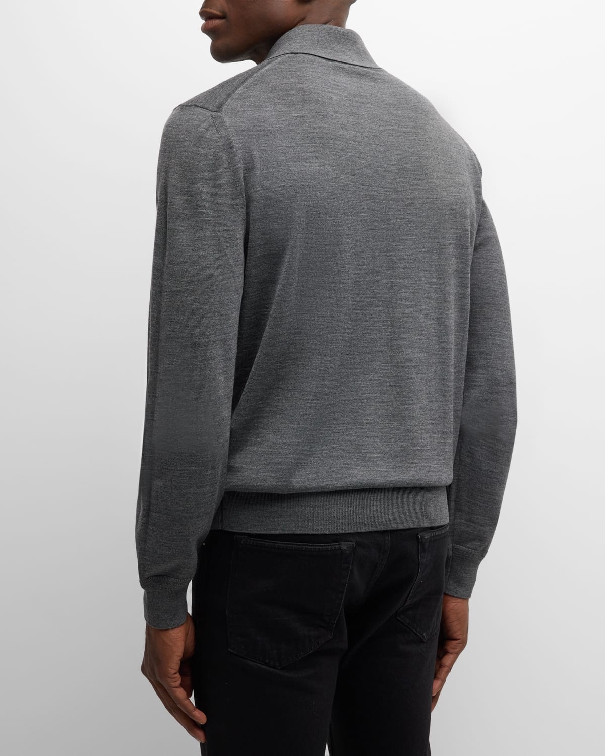 Men's Fine-Gauge Wool Polo Sweater - 3