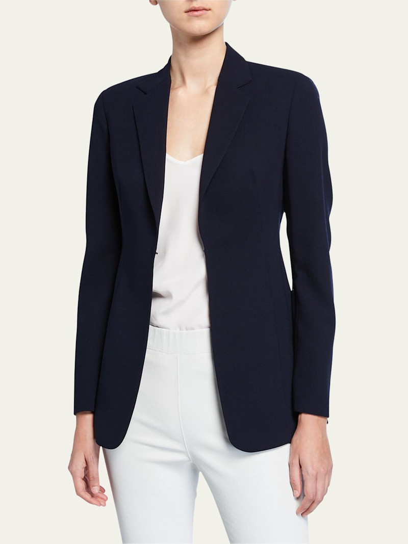 AKRIS Leather-Collar Wool Jacket outlook