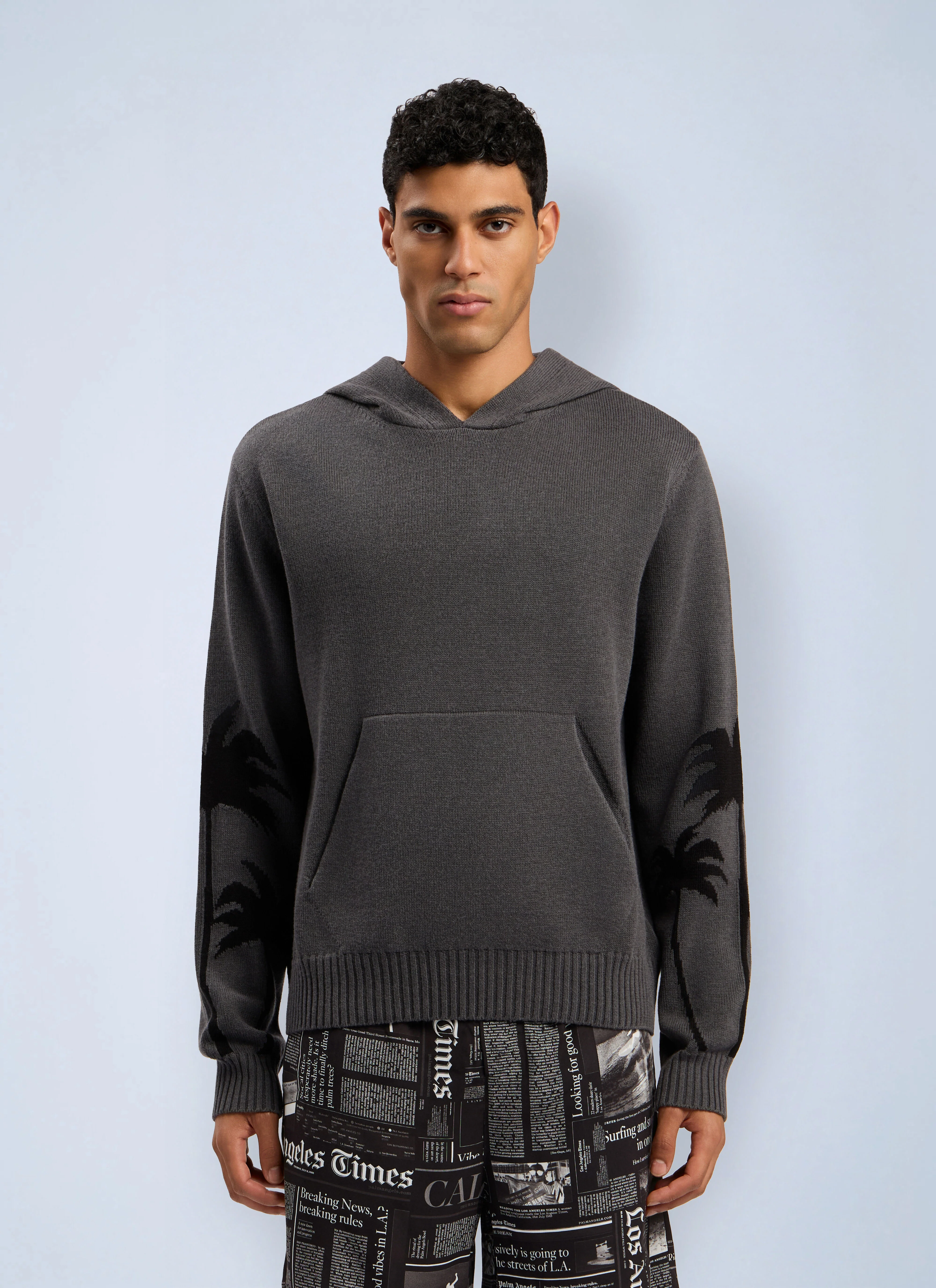 Back Palms Knit Hooded Sweatshirt - 1