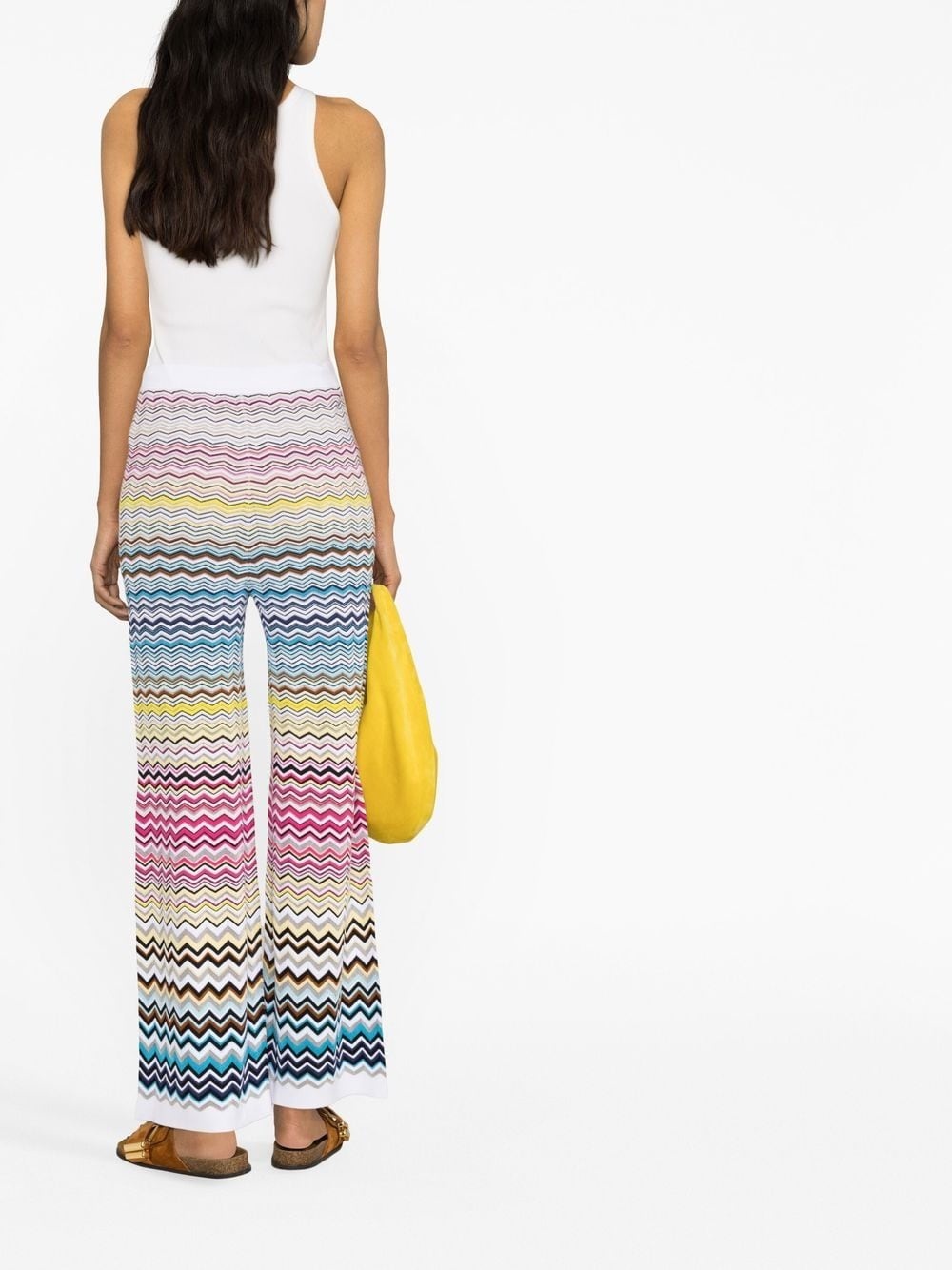 zigzag-pattern wide-leg trousers - 4
