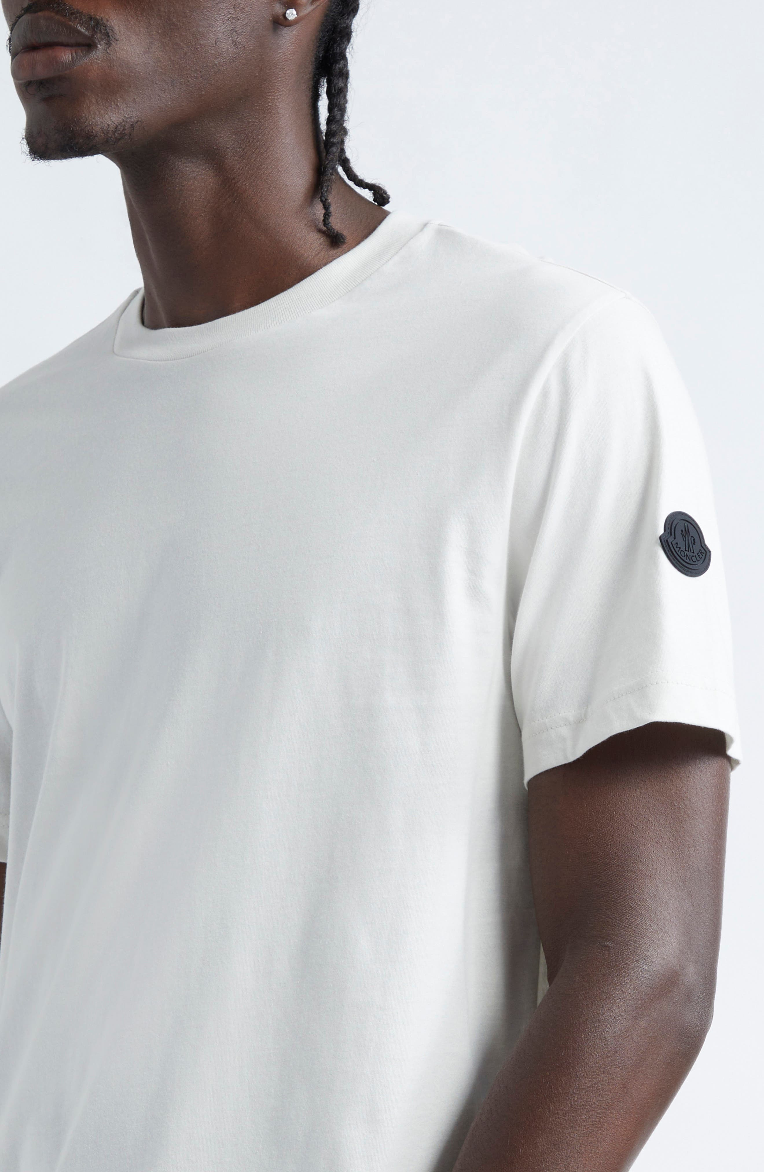 Moncler Cotton Logo Patch T-Shirt in Open Gray at Nordstrom - 4