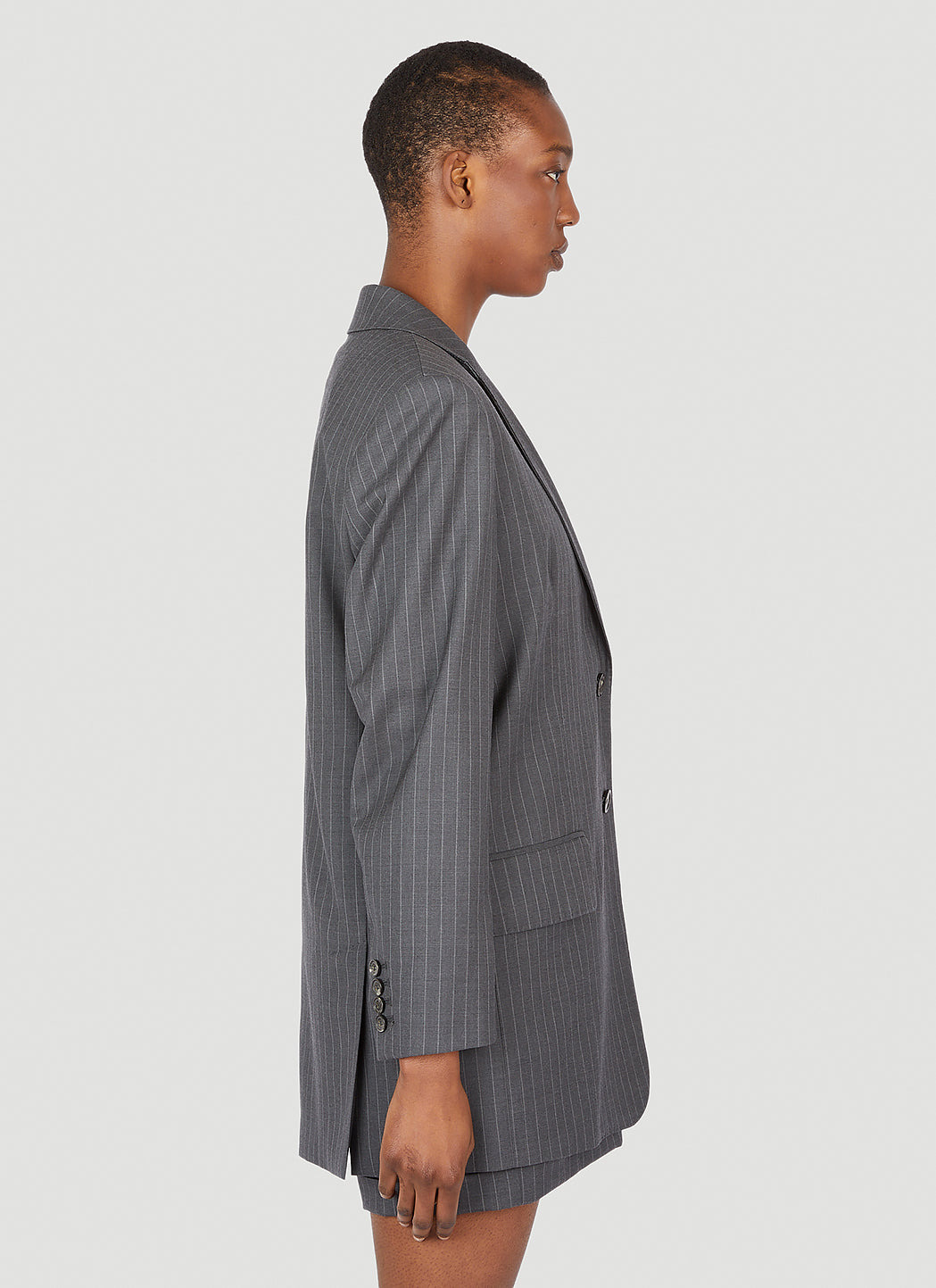 Max Mara Women Pinstriped Wool Blazer - 3