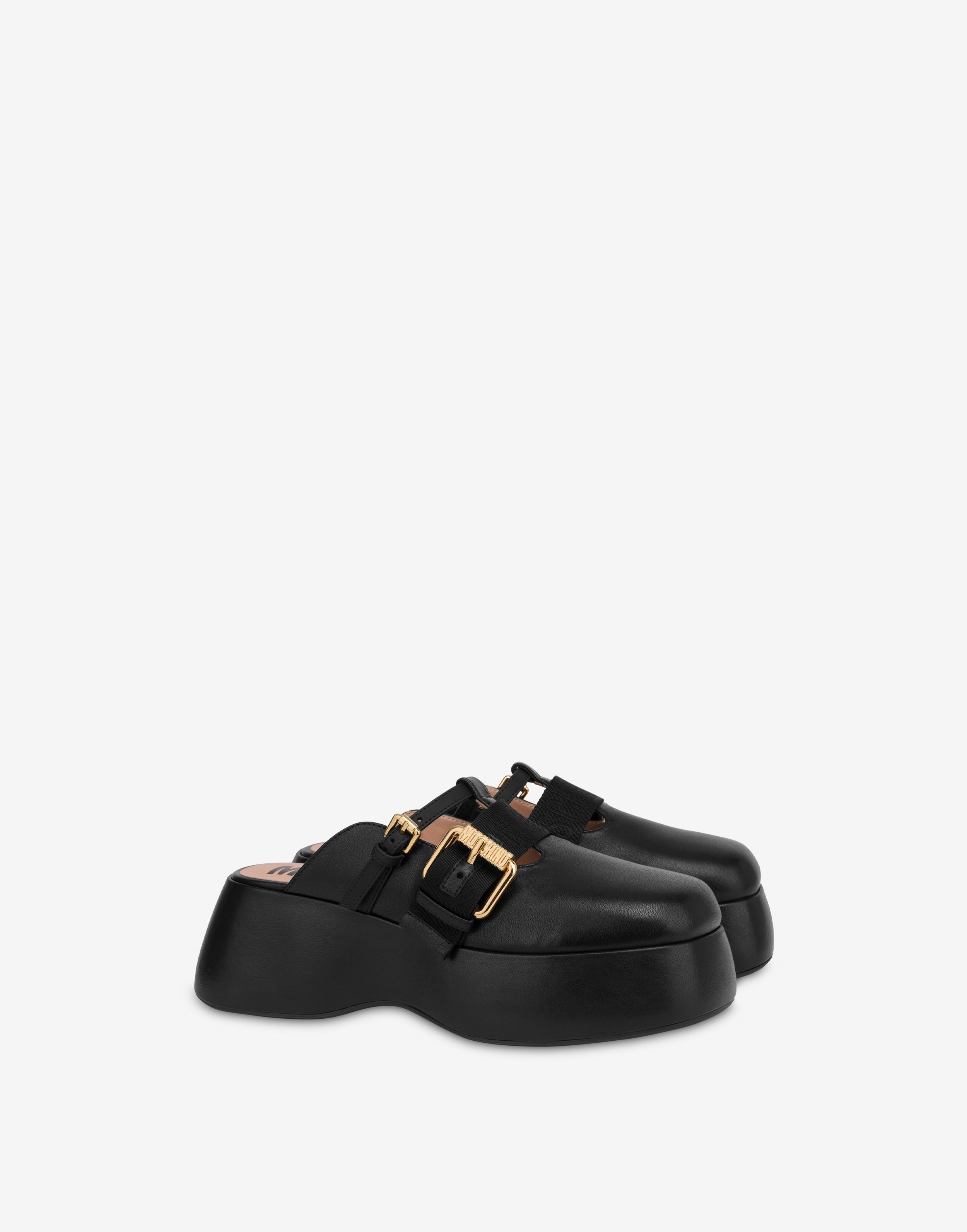 NAPPA LEATHER PLATFORM MULES WITH BUCKLES - 1