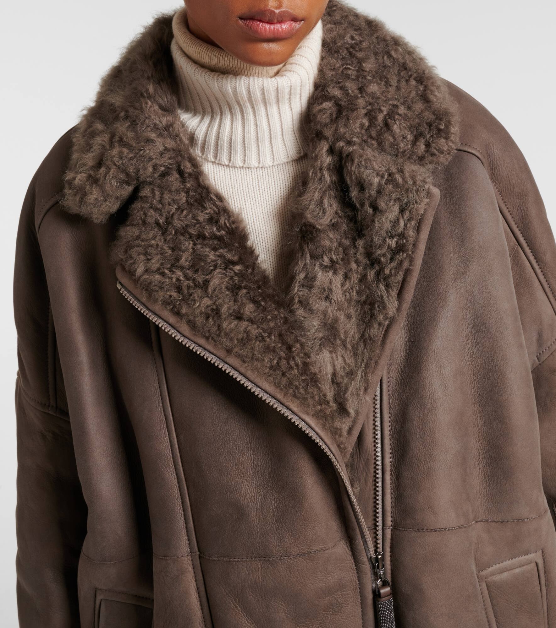 Shearling-lined leather coat - 4