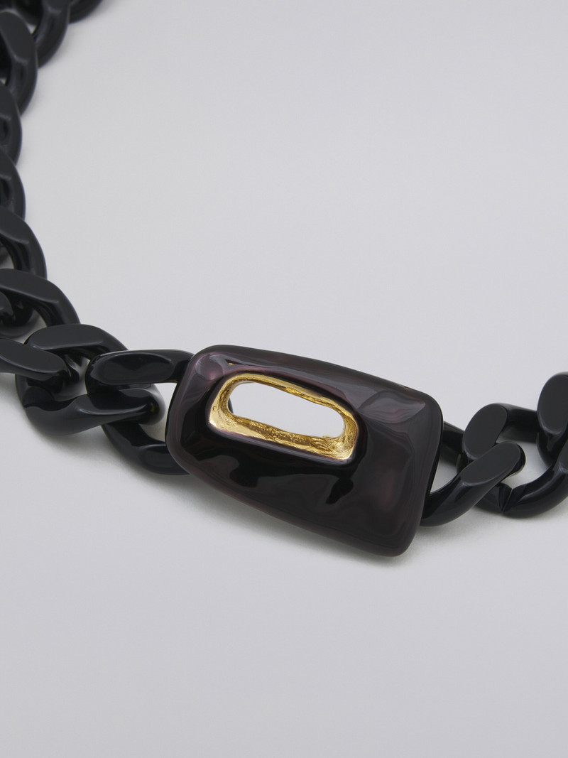 Marni TRAPEZE NECKLACE IN METAL RESIN AND BLACK ENAMEL outlook