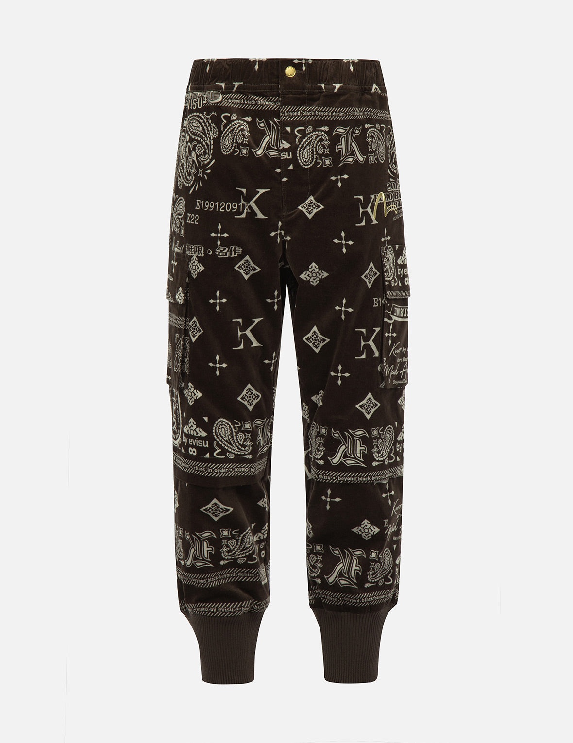 Monogram Paisley and Logo Print Velvet Joggers - 1
