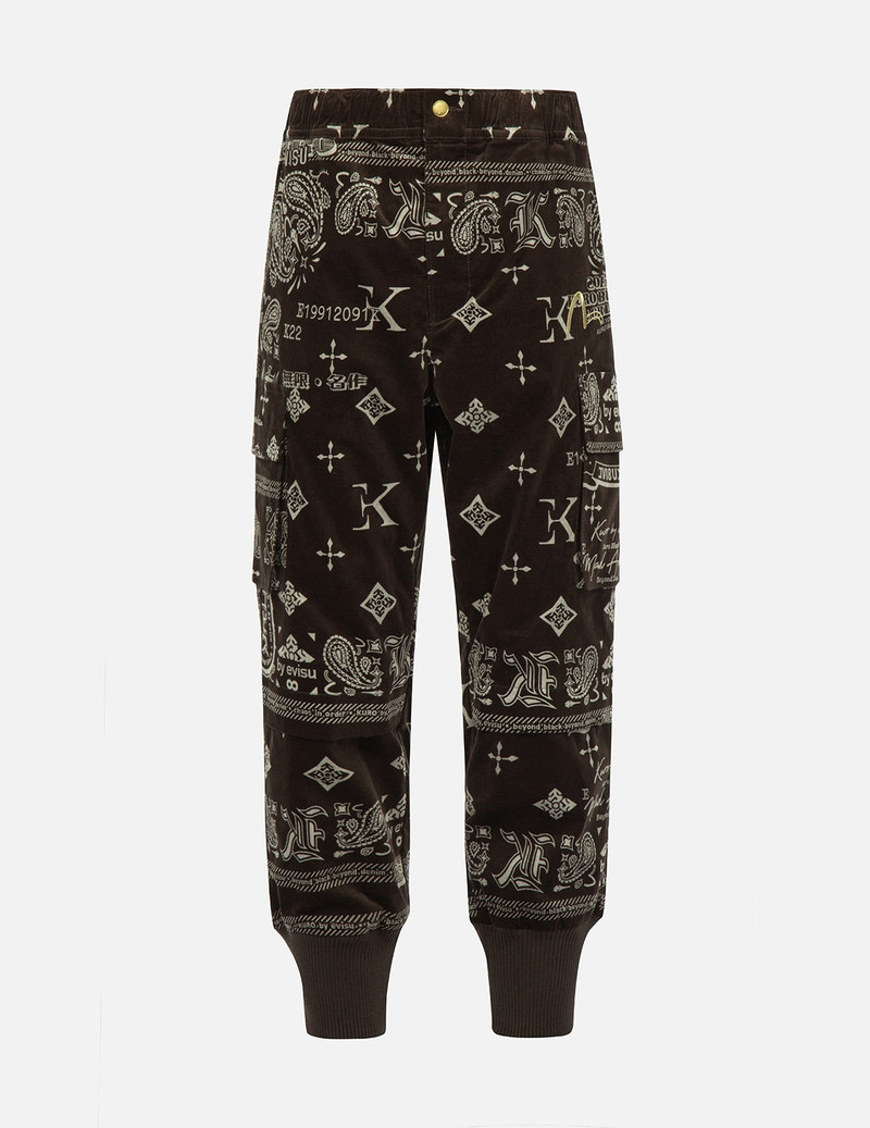 Monogram Paisley and Logo Print Velvet Joggers 1