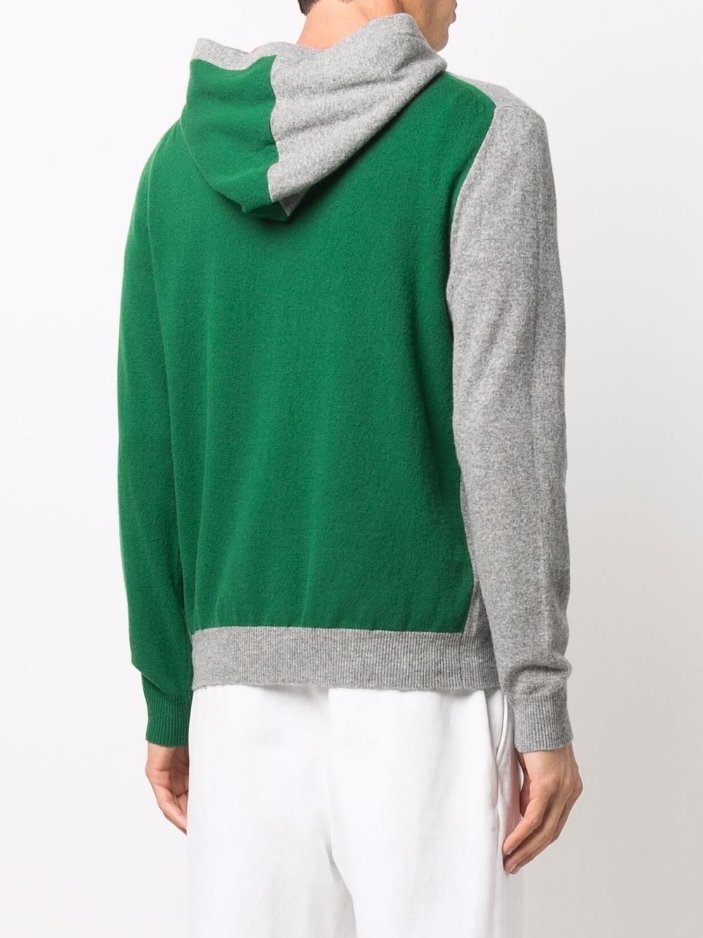 colour-block knitted hoodie - 4