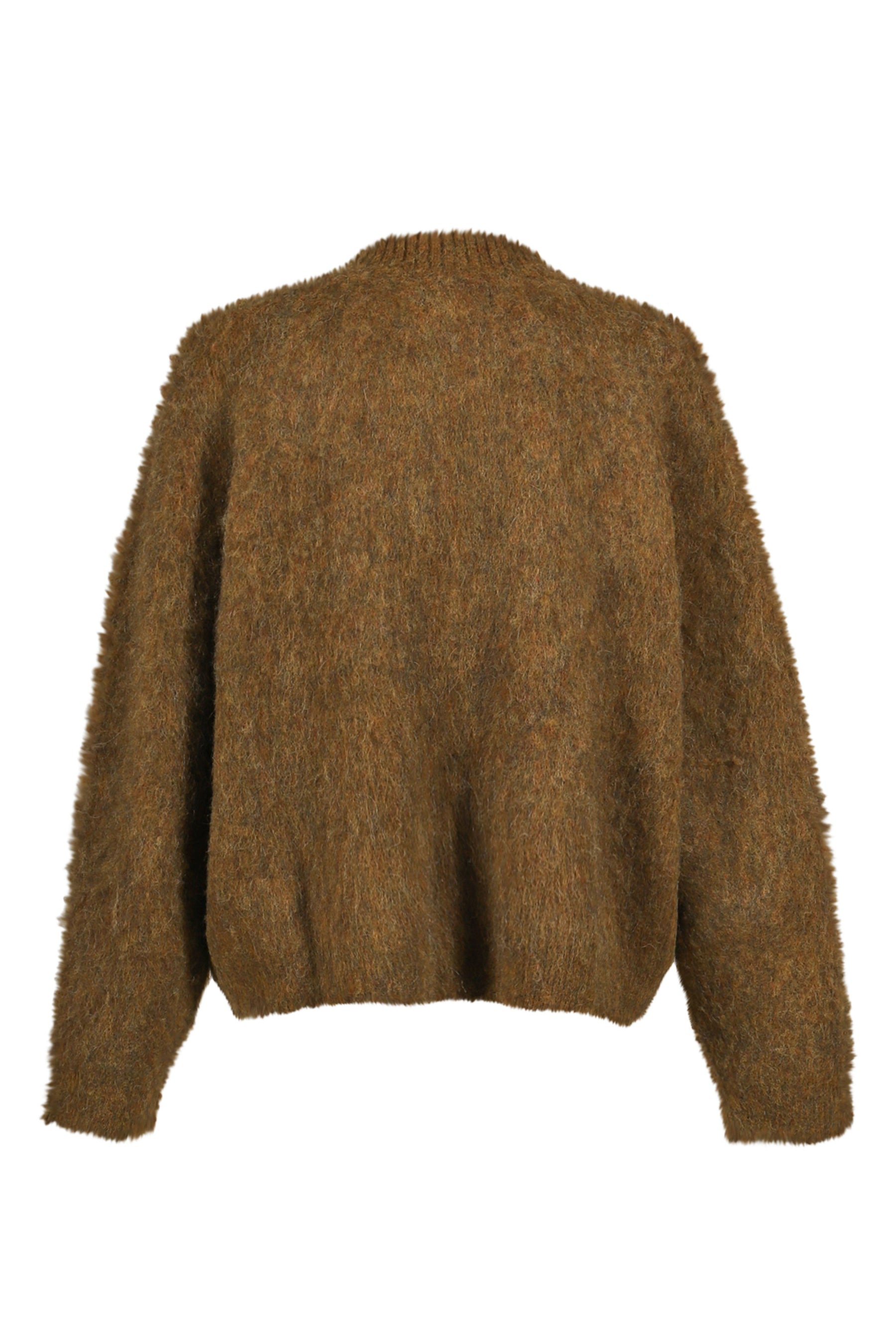 BRUSHED MOHAIR V-NECK JUMPER / BRW - 2