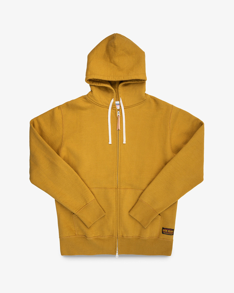 IHSW-81L-MUS-NP 14OZ ULTRA HEAVYWEIGHT LOOPWHEEL COTTON ZIPPERED HOODIE - MUSTARD 1
