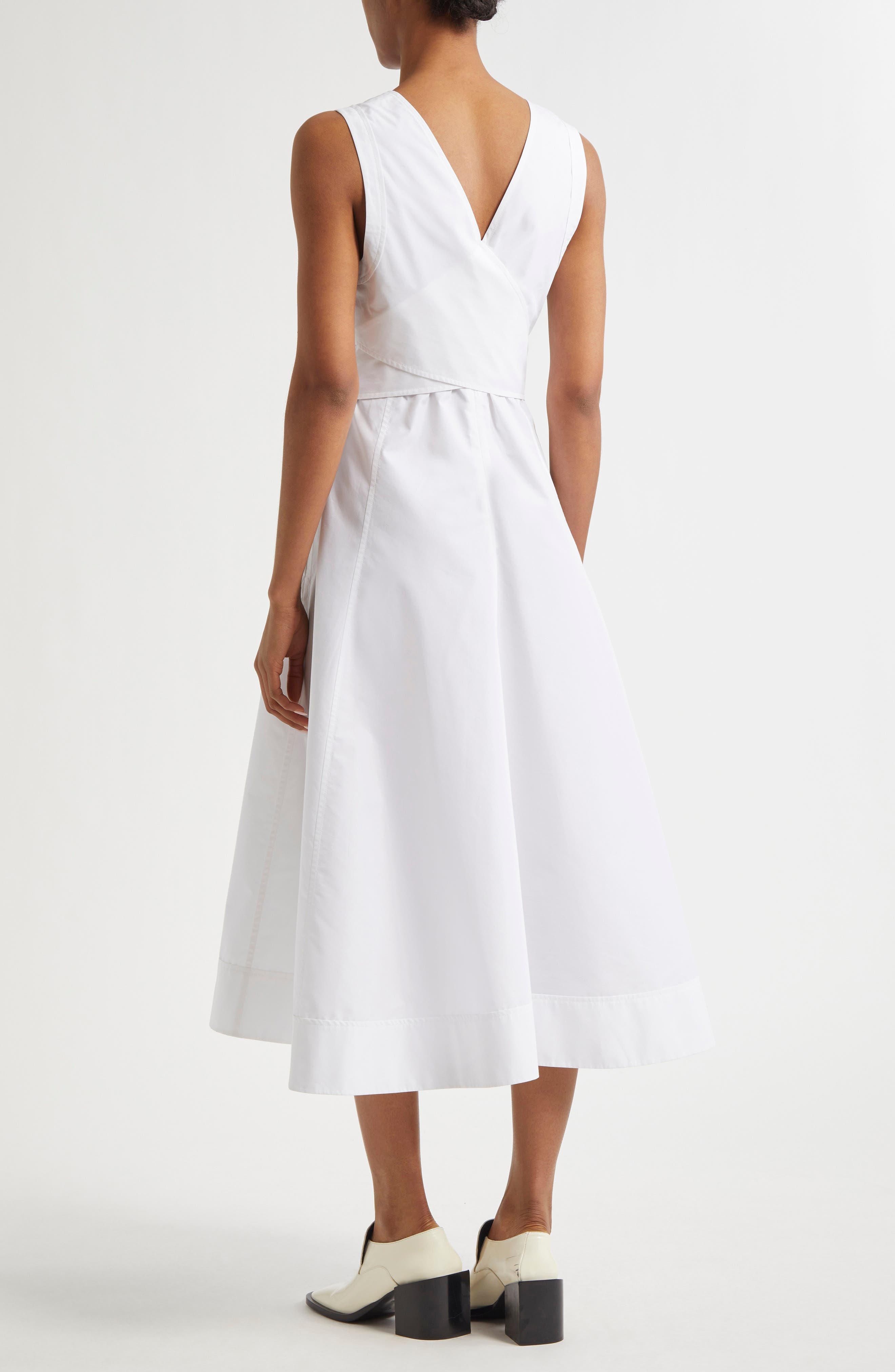 3.1 Phillip Lim Sleeveless Belted Cotton Blend Midi Dress in White at Nordstrom - 2