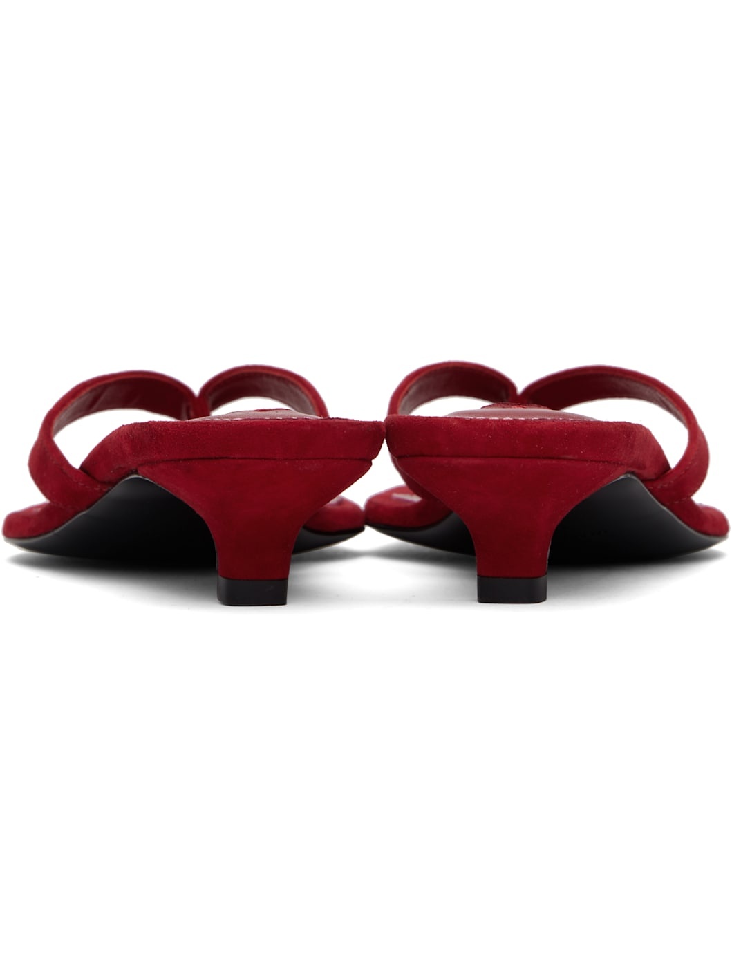 Red Suede Heeled Flip-Flops - 2