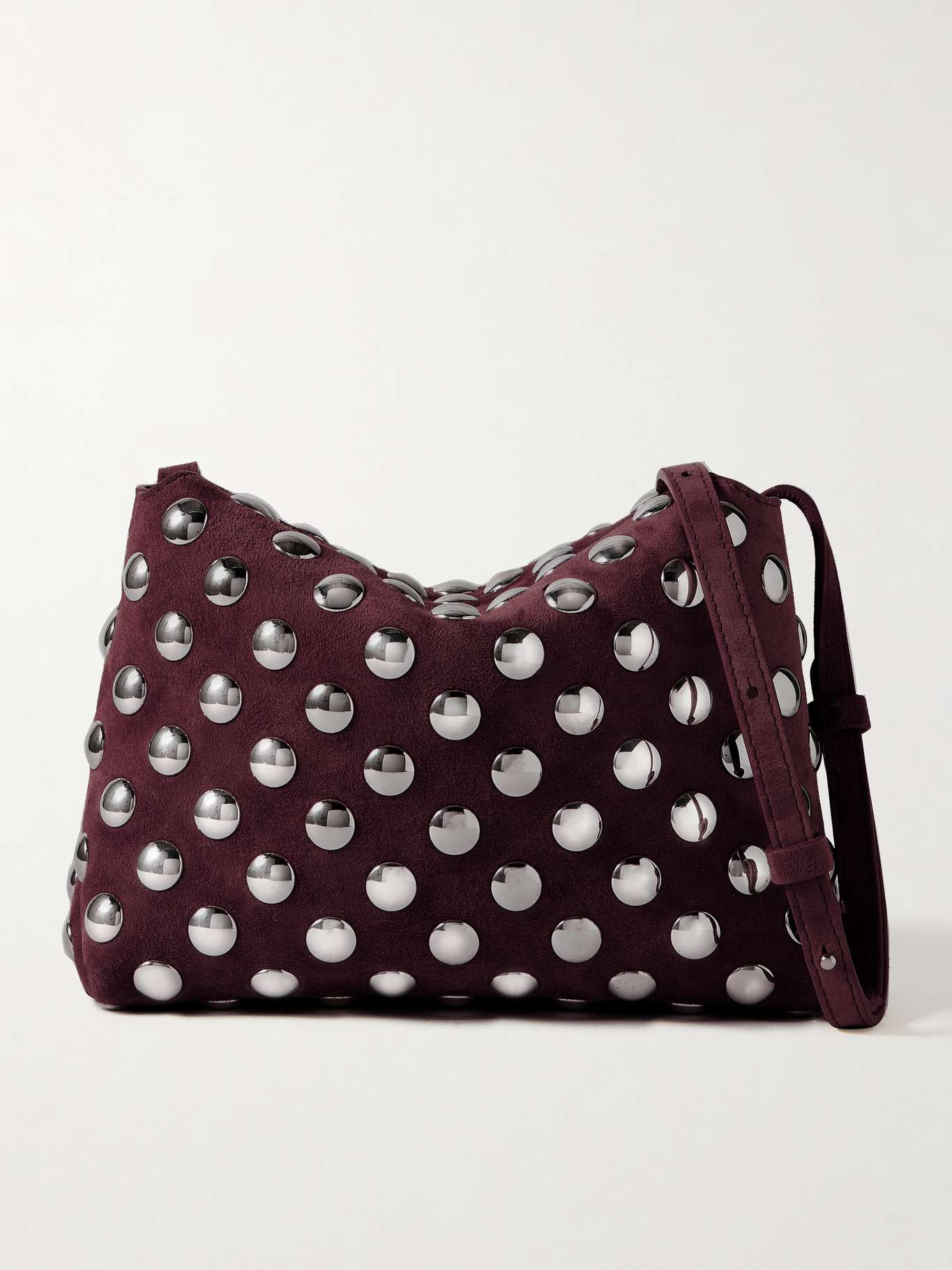 Lina medium studded suede shoulder bag Burgundy - 1