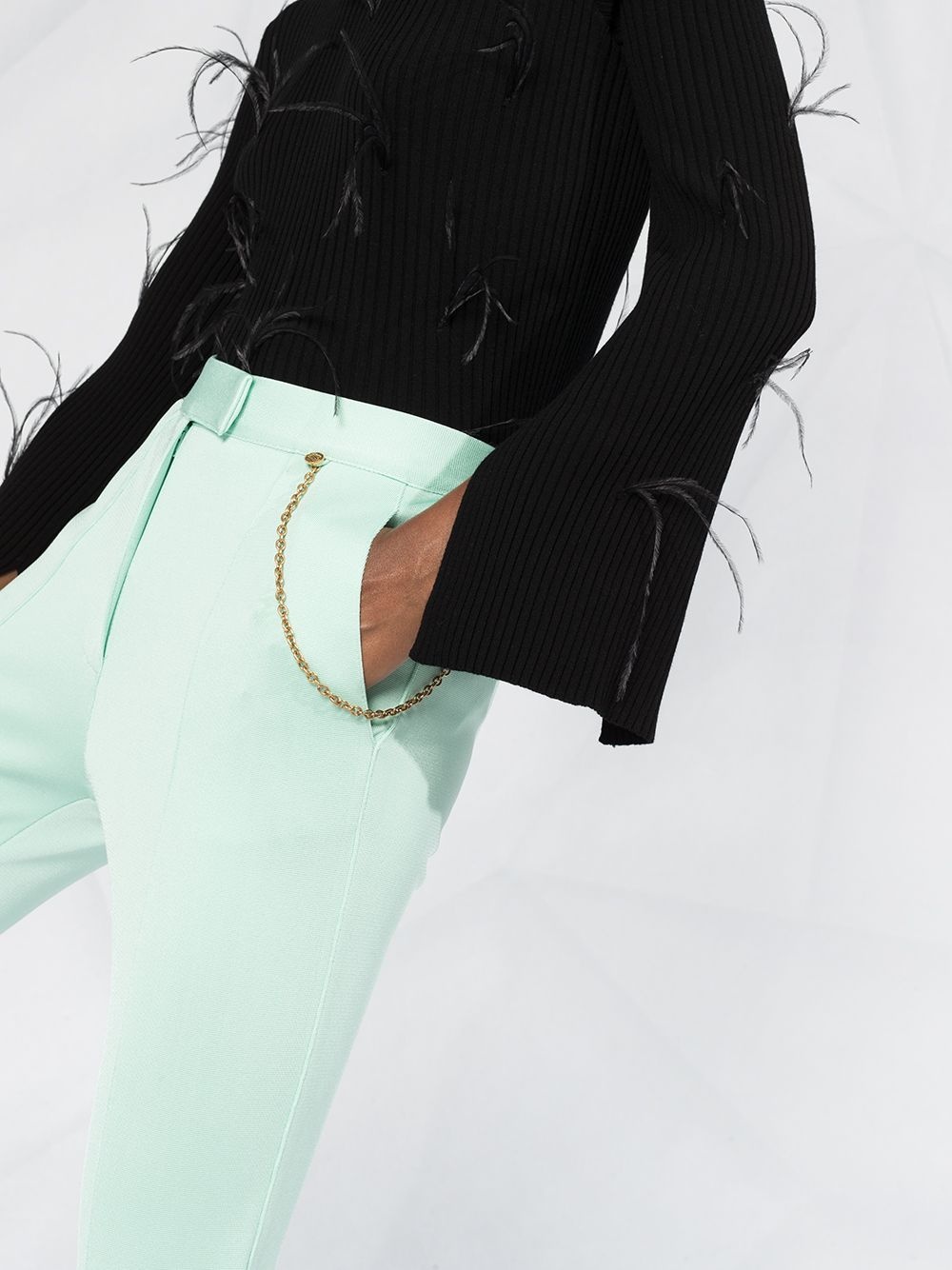 chain-detail flared trousers - 3