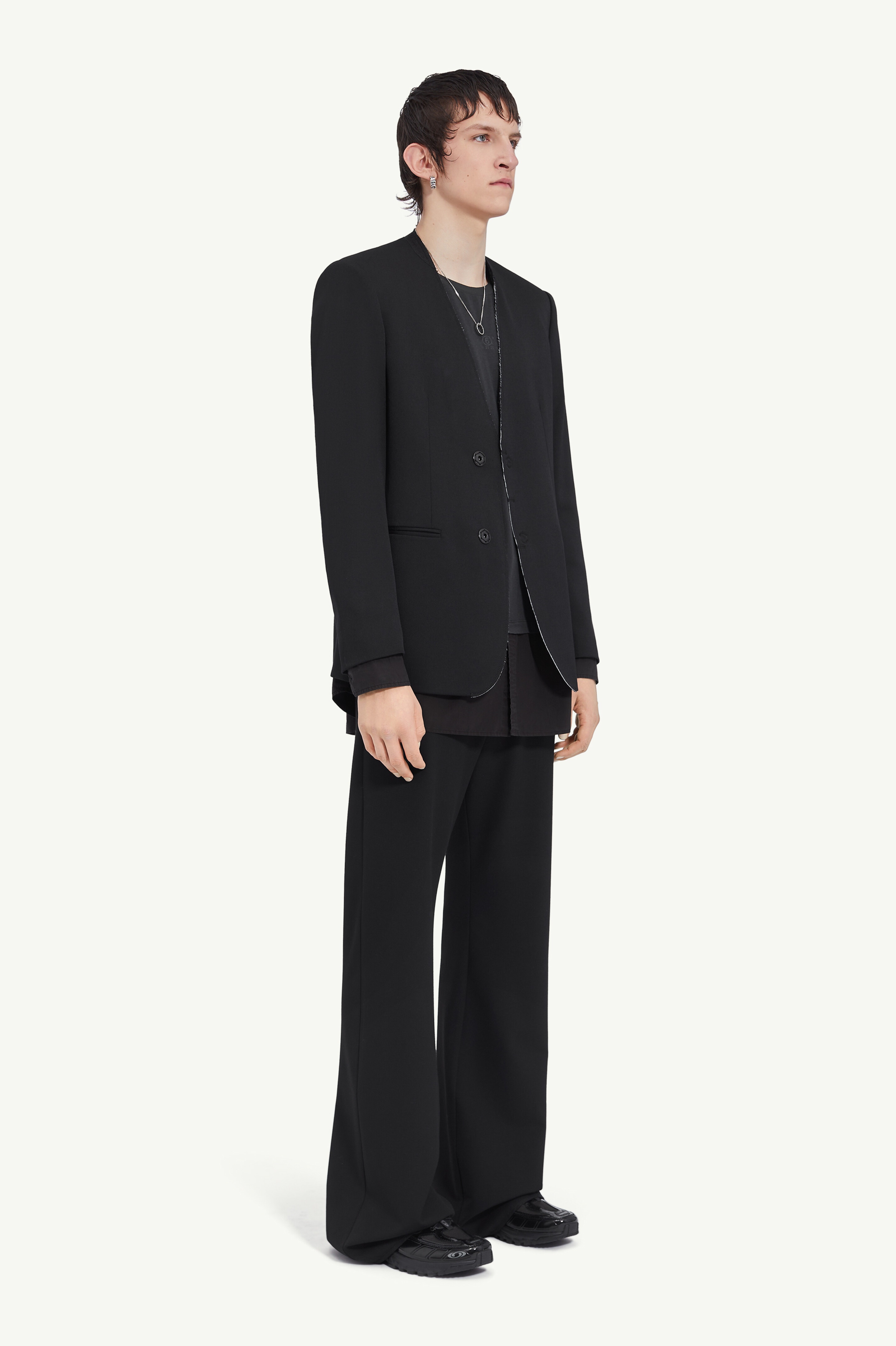 MM6 Maison Margiela Collarless suit jacket | REVERSIBLE