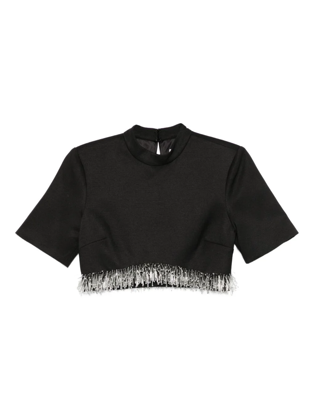 fringe-trimmed short-sleeve top - 1