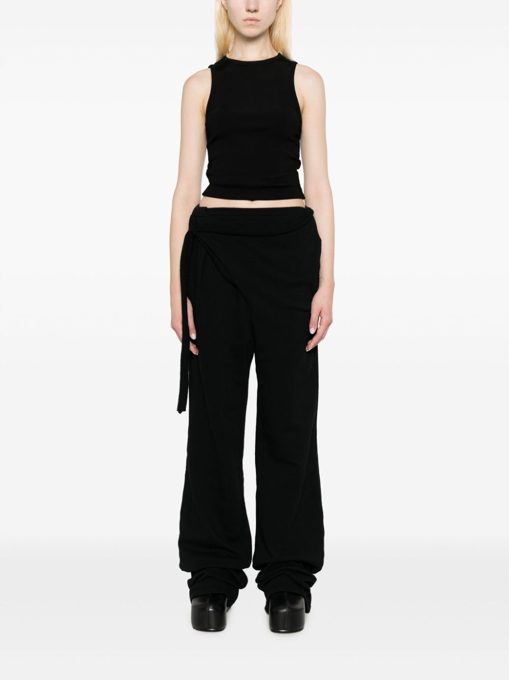 tie-detail organic cotton track pants - 2