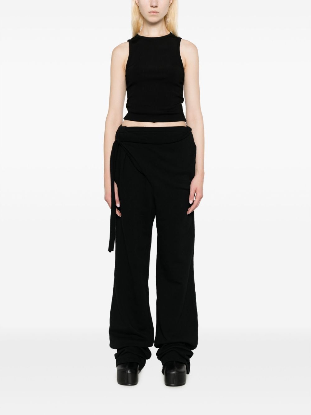 tie-detail organic cotton track pants - 2