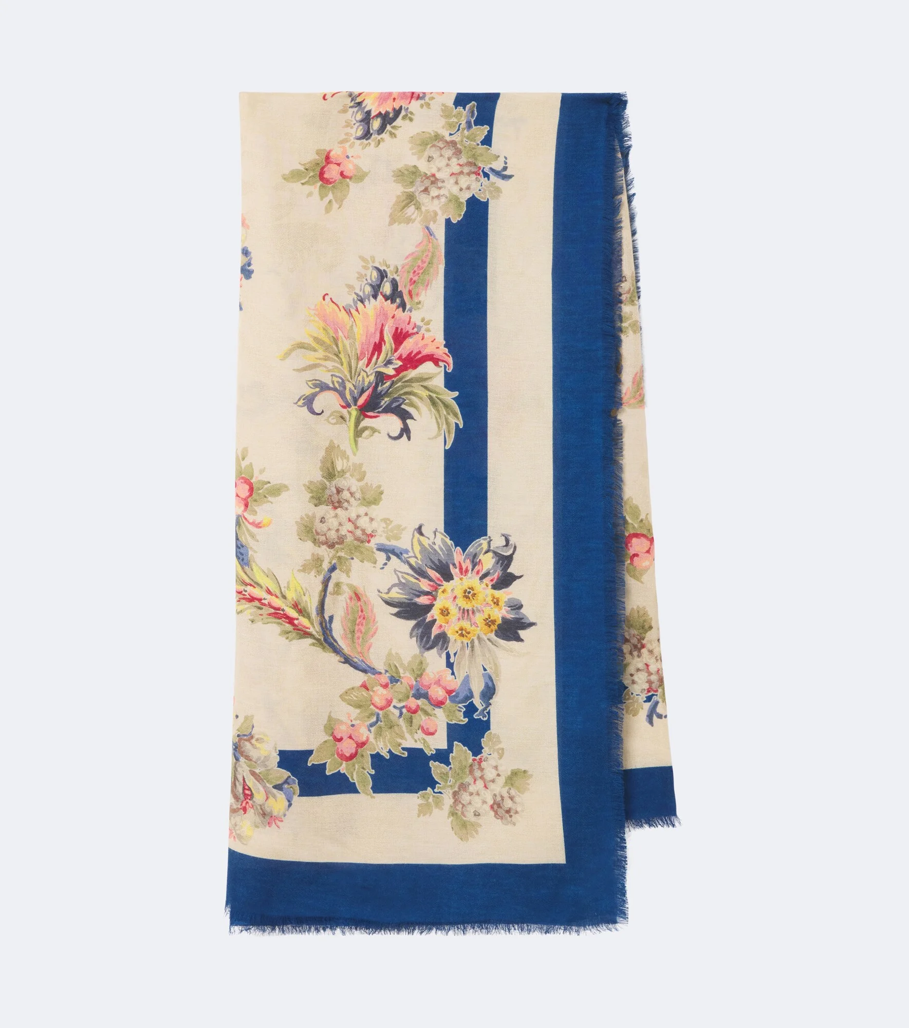 Floral modal and cashmere scarf - 1
