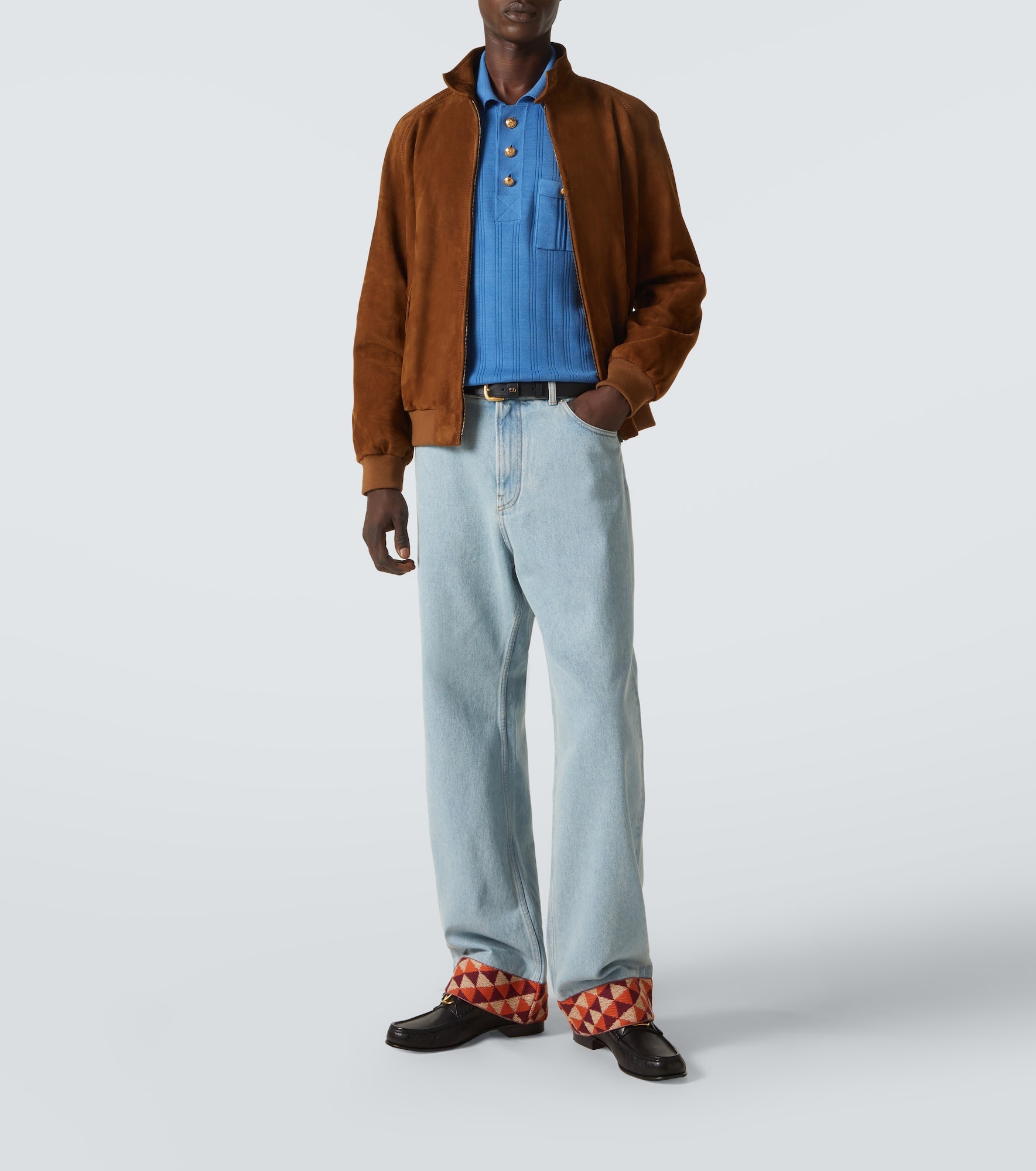 Ribbed-knit cotton polo sweater - 2