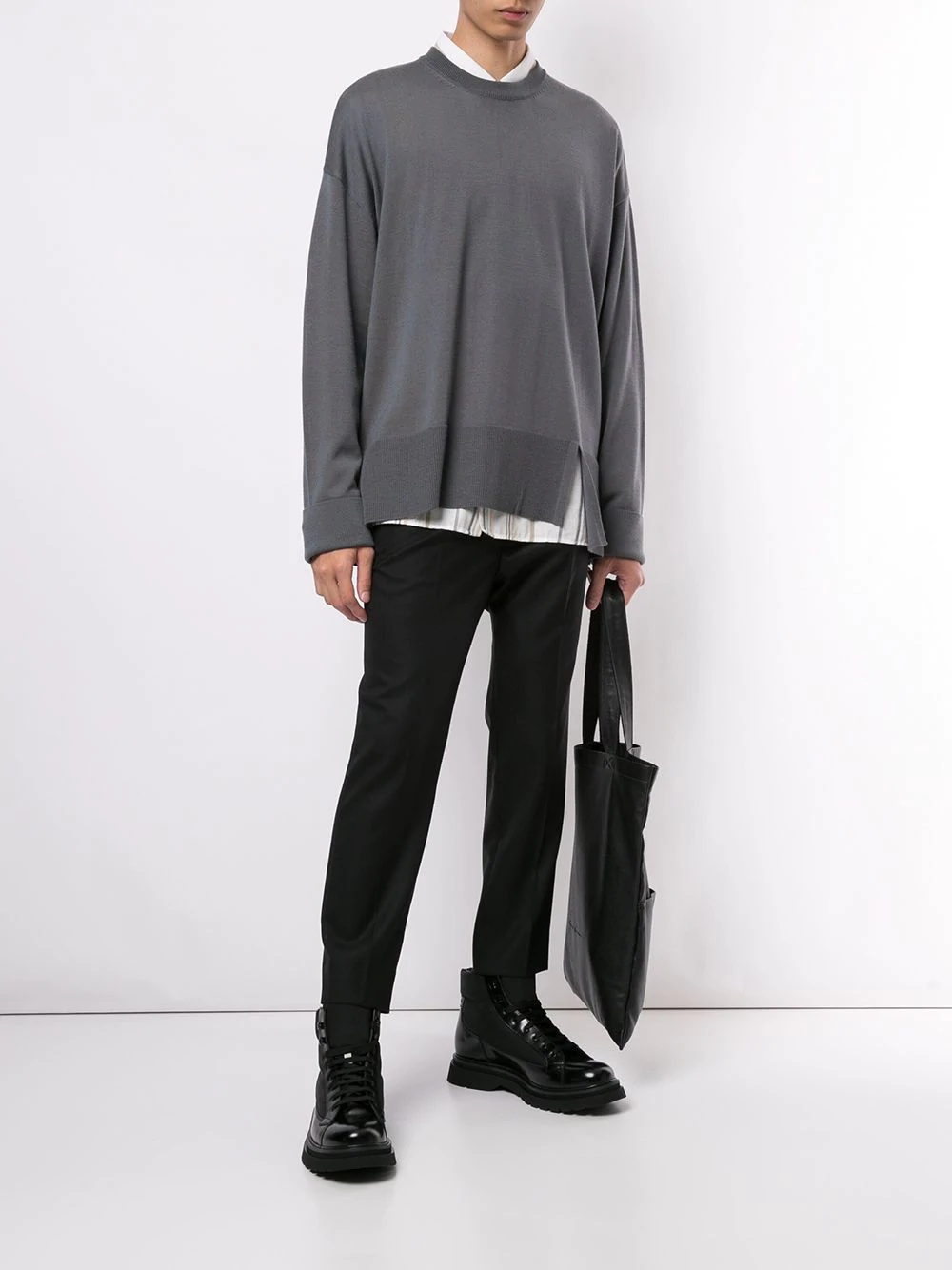 slit detail crew neck jumper - 2