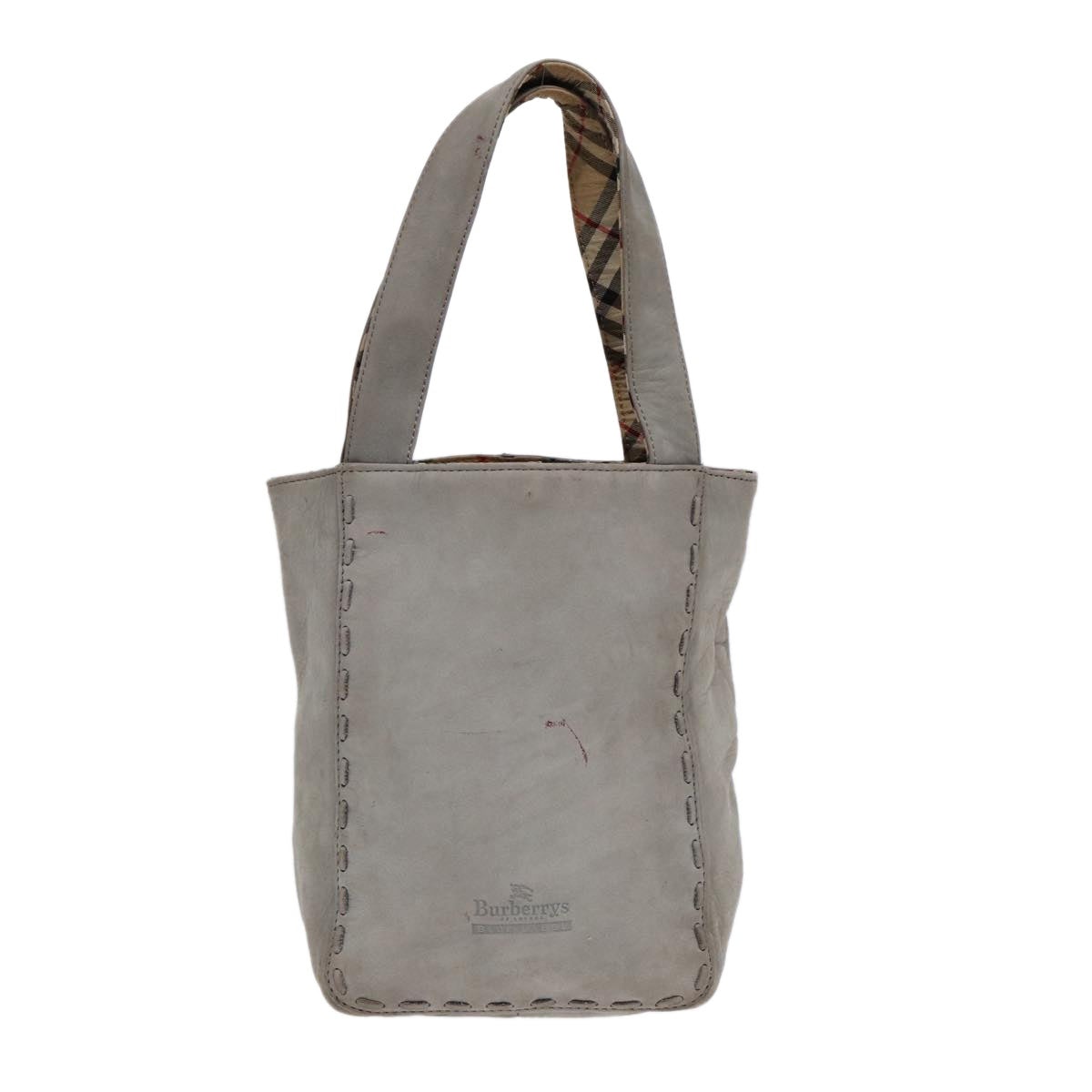 Burberry Hand Bag Leather Gray Silver - 12