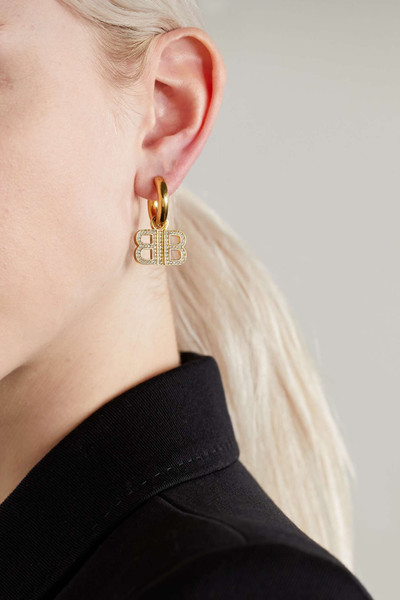 BALENCIAGA Gold-tone crystal hoop earrings outlook