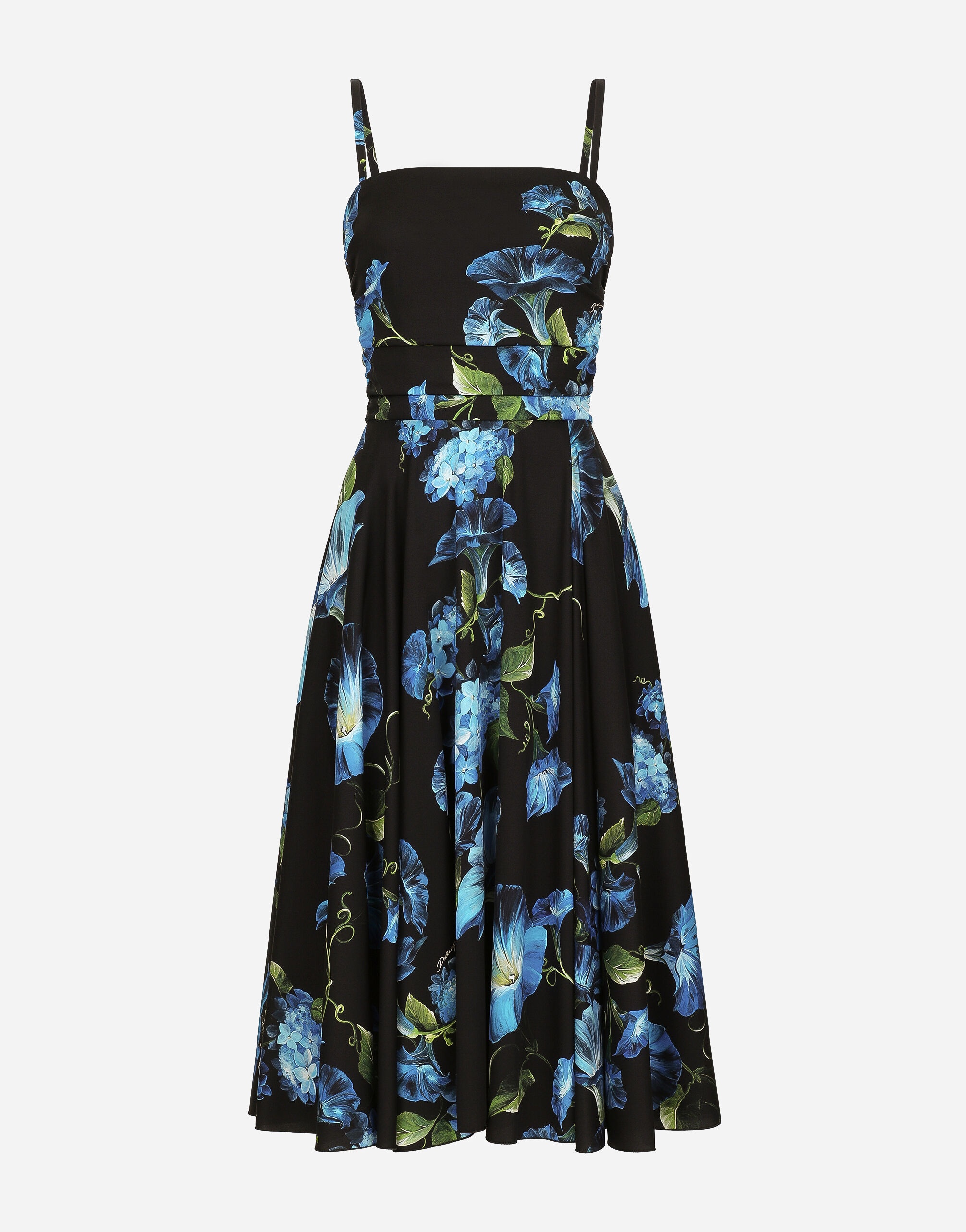 Strapless charmeuse dress with bluebell print - 1