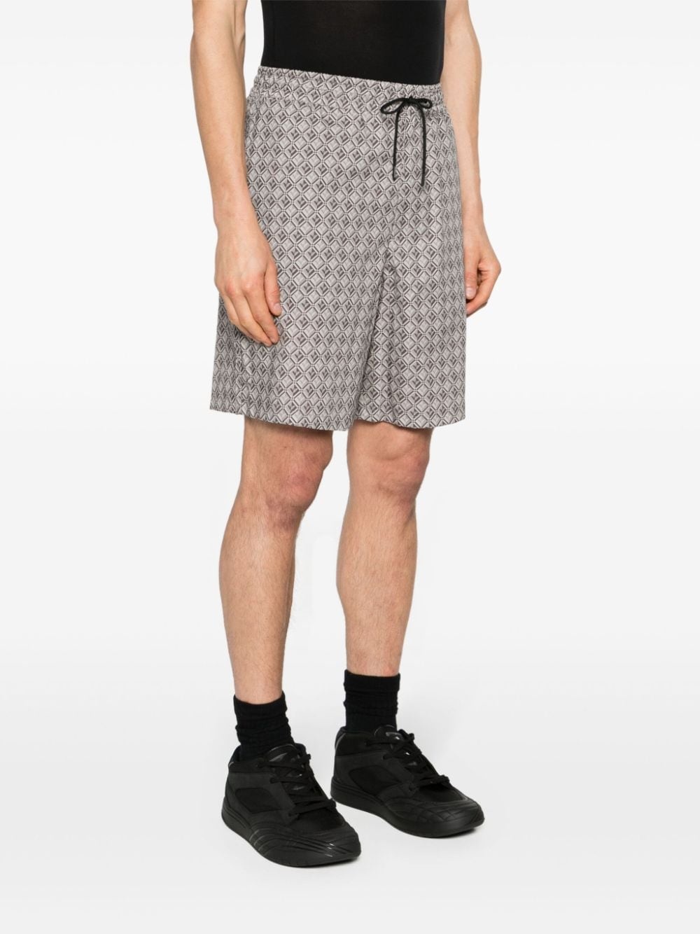 logo pattern-print poplin shorts - 3