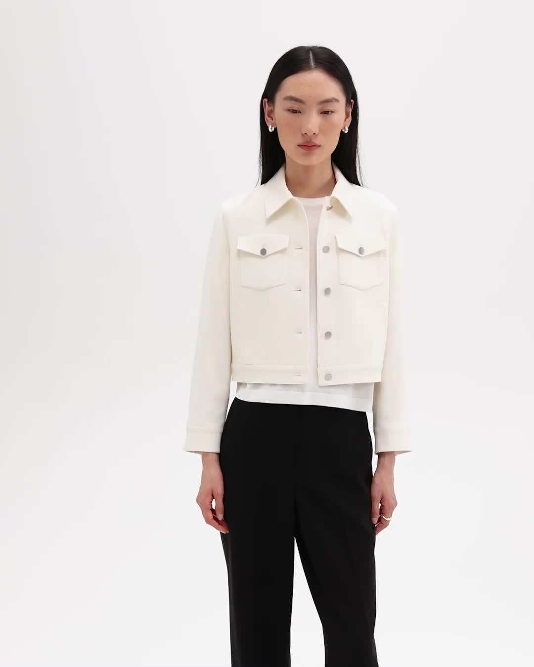 Shrunken Trucker Jacket in Admiral Crepe - 7