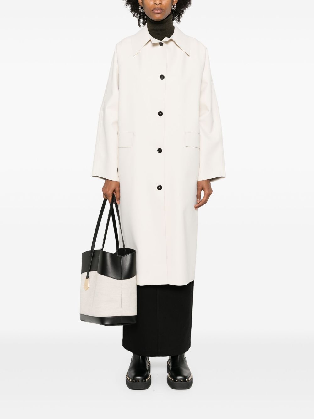 single-breasted long coat - 2