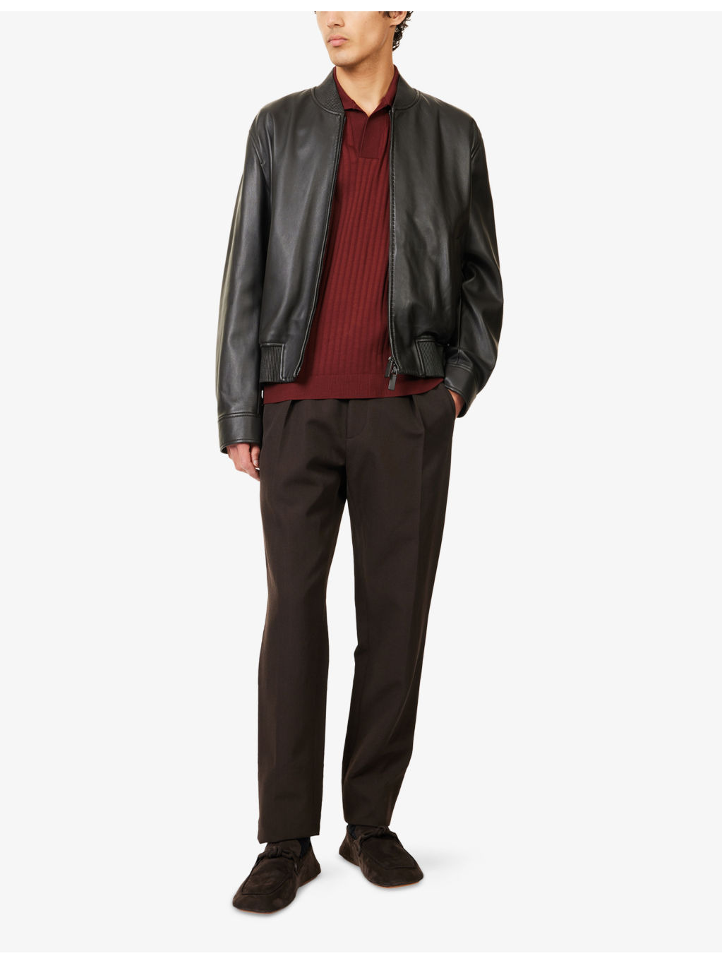 Relaxed-Fit Leather Bomber Jacket - 2