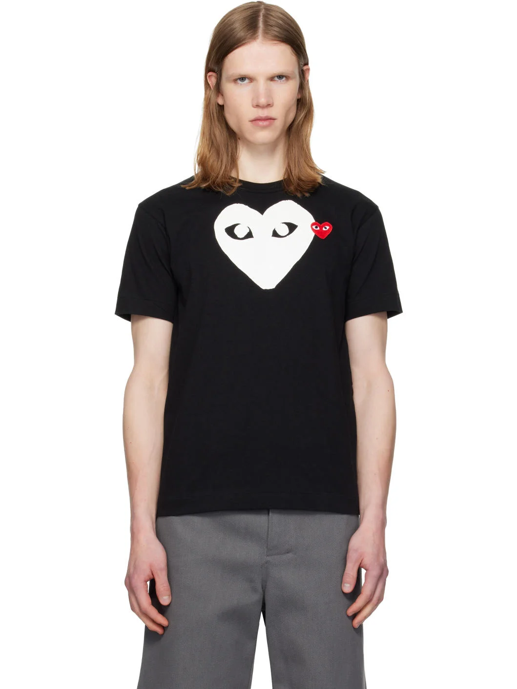 Black 'Red Emblem White Heart' T-shirt - 1
