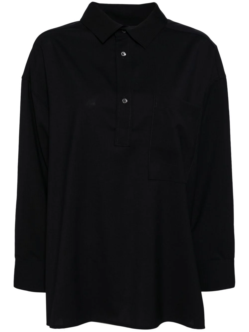 button-up wool polo top - 1