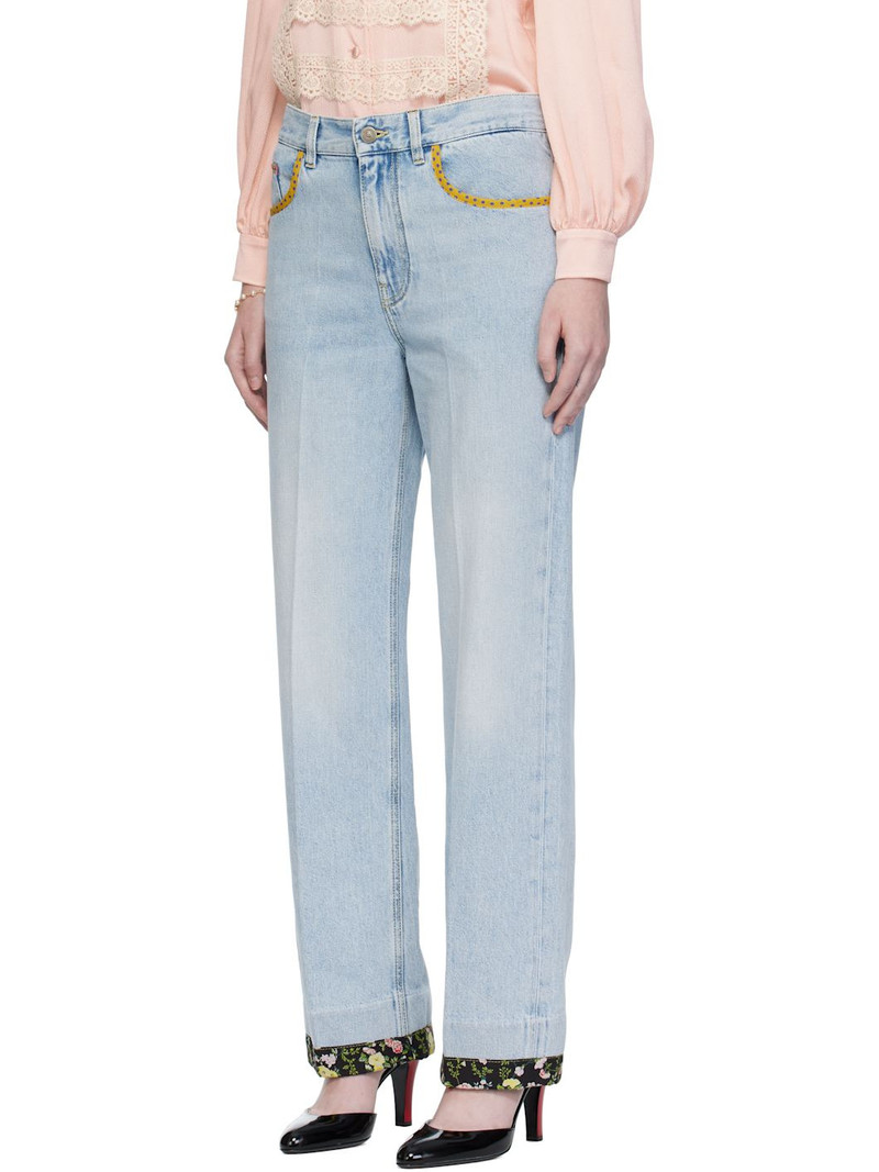 Valentino Blue Embroidered Denim Jeans outlook