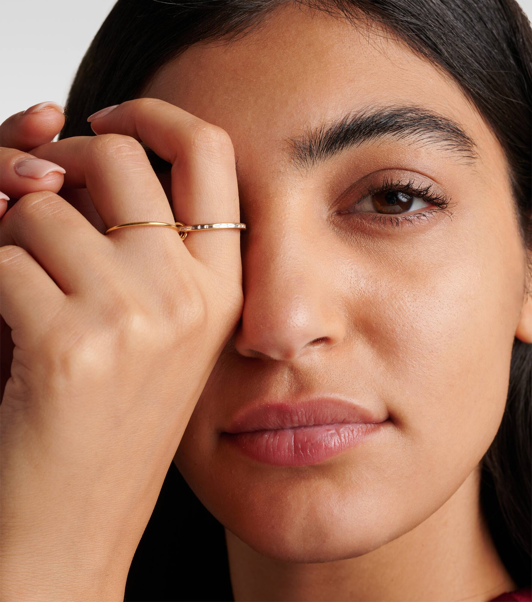 Callisto 18kt gold linked rings with white diamonds - 3
