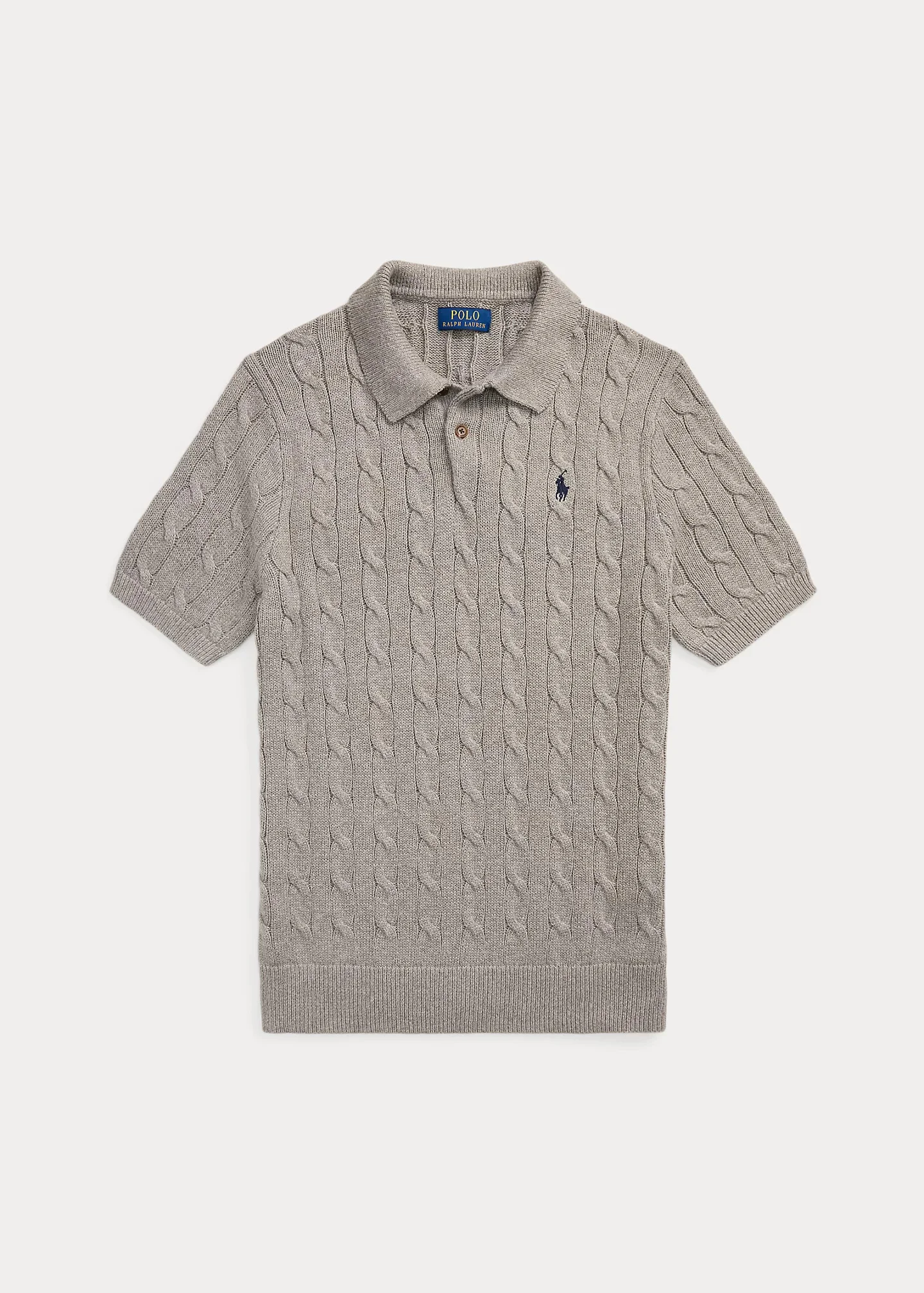 Cable-Knit Cotton Polo Sweater - 1