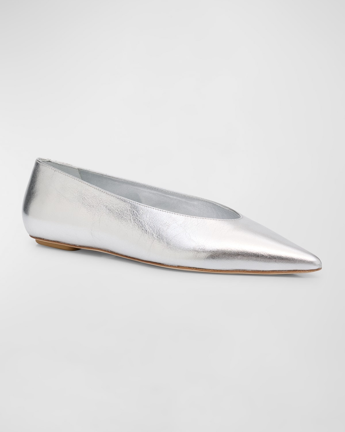 Lina Metallic Point-Toe Ballerina Flats - 3