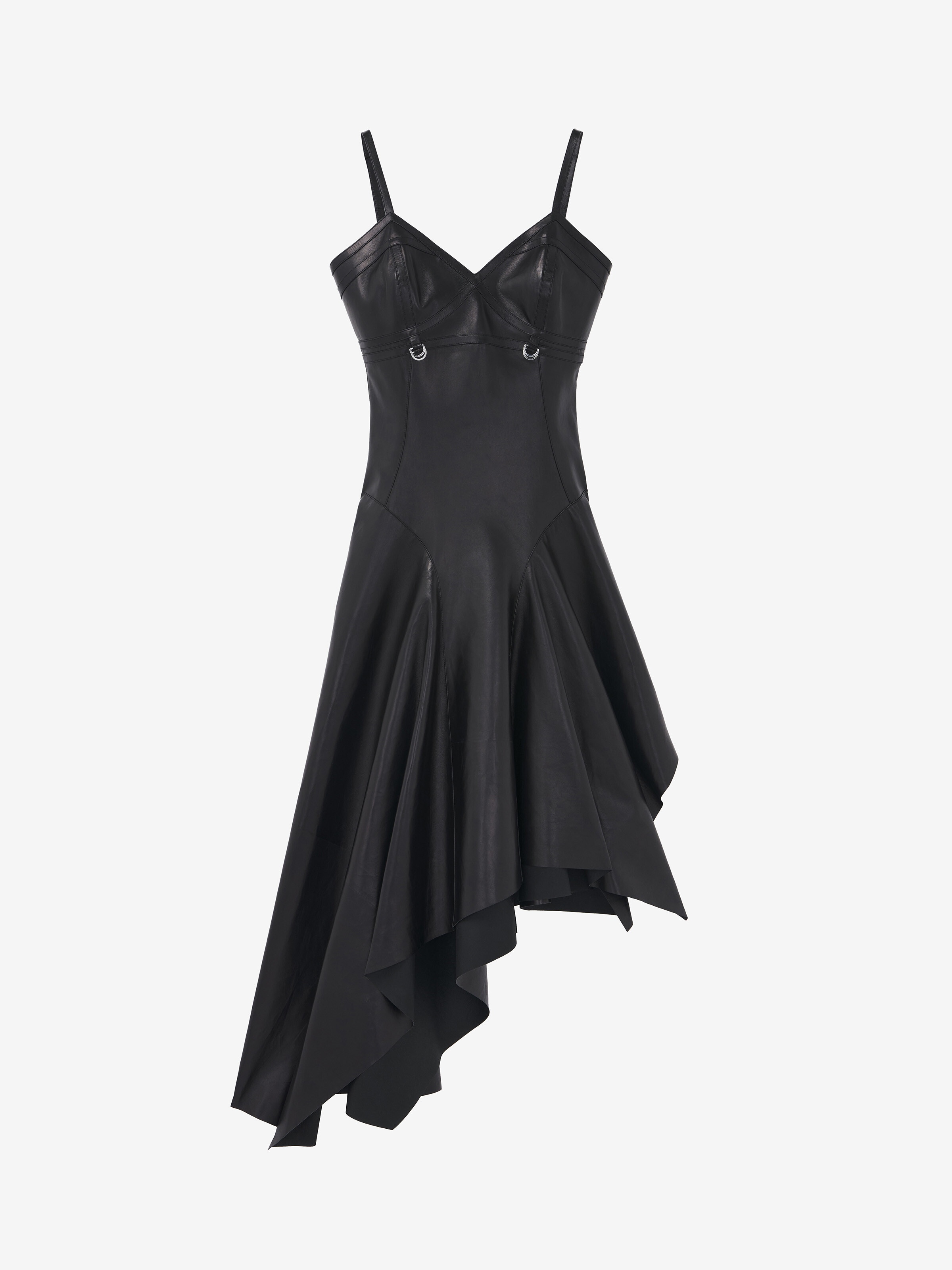 Asymmetric Draped Leather Dress - 1