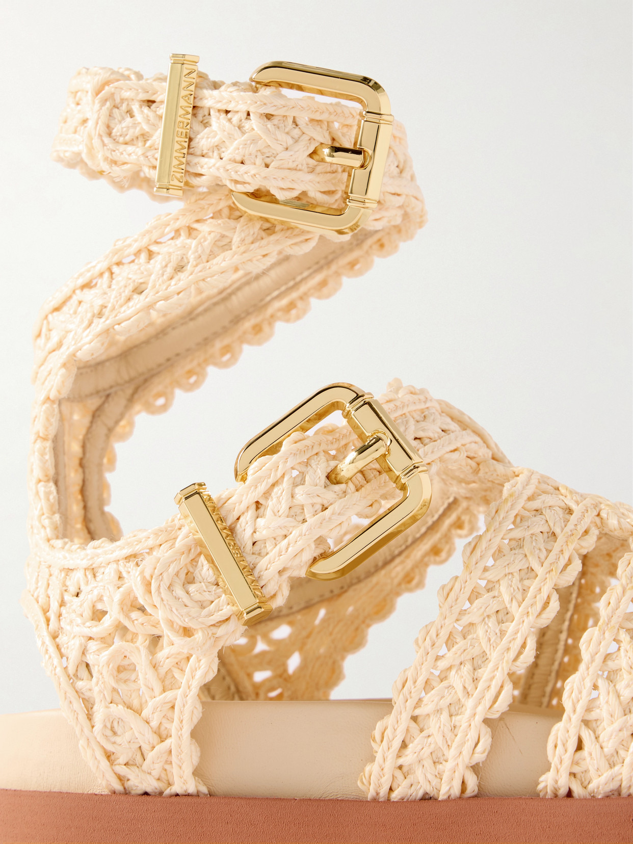 Gleam Buckle-embellished Raffia Sandals - 4