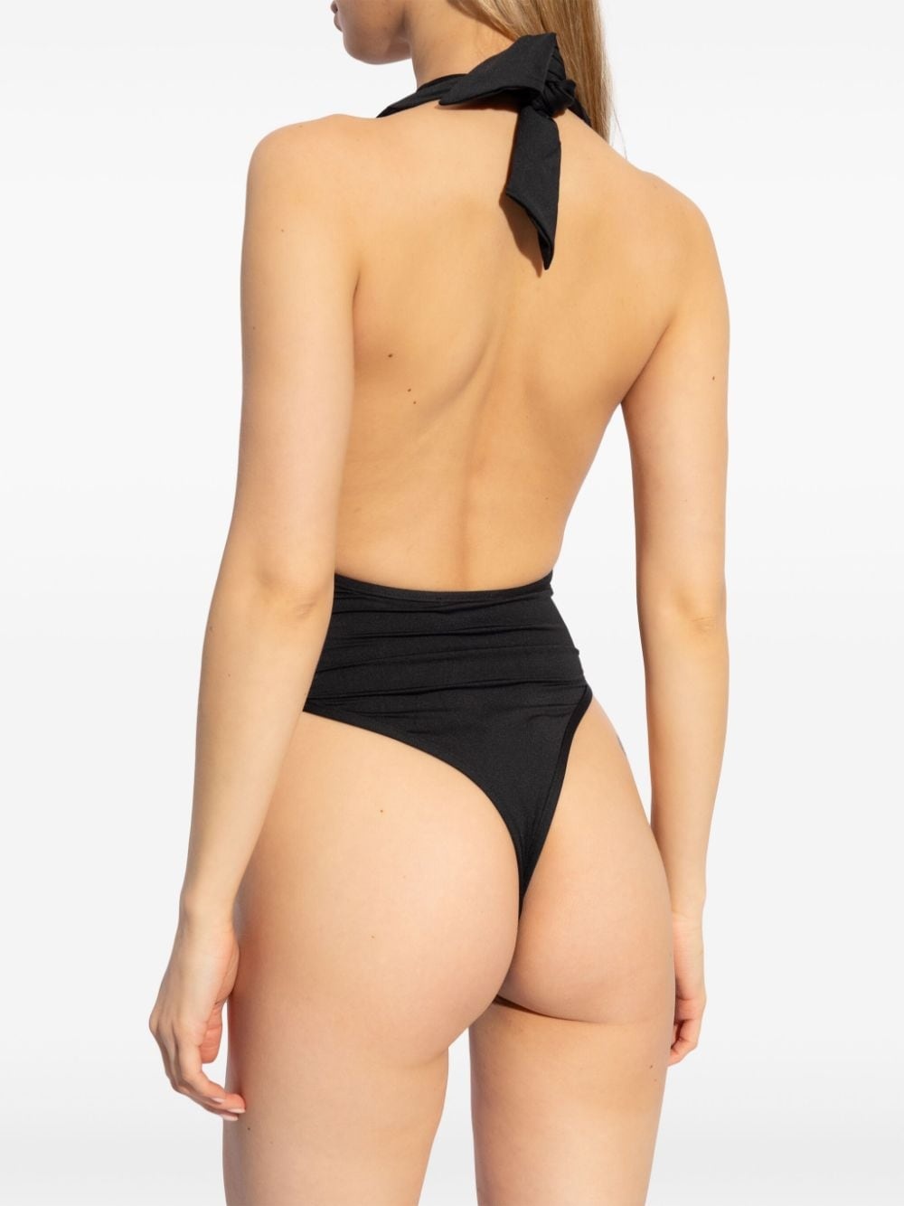 v-neck button detail swimsuit - 3