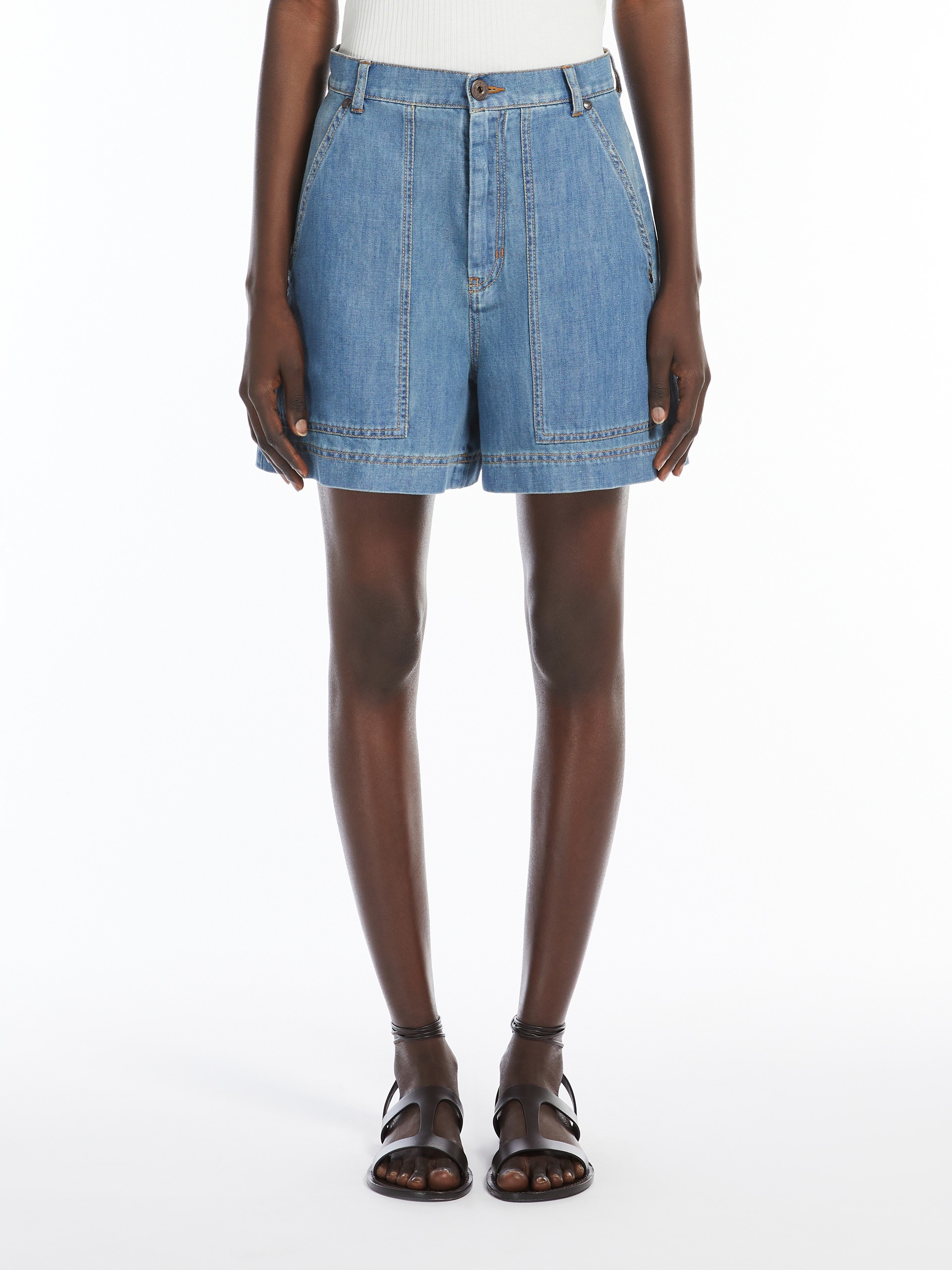 NABULUS Cotton and linen denim Bermuda shorts - 3