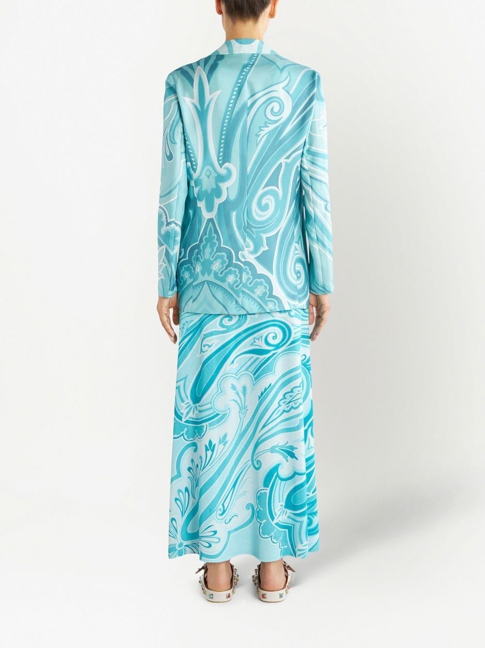 swirl-print silk blazer - 4